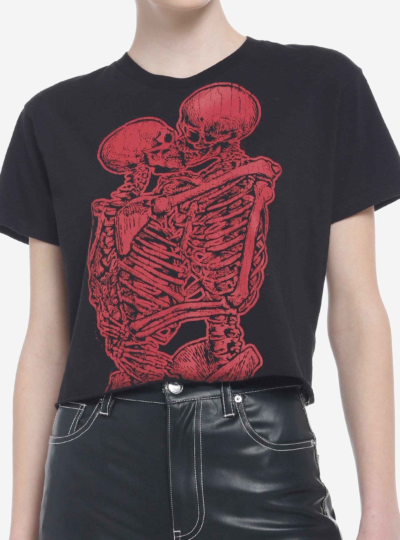 Red Skeleton Lovers Girls Crop TShirt Hot Topic