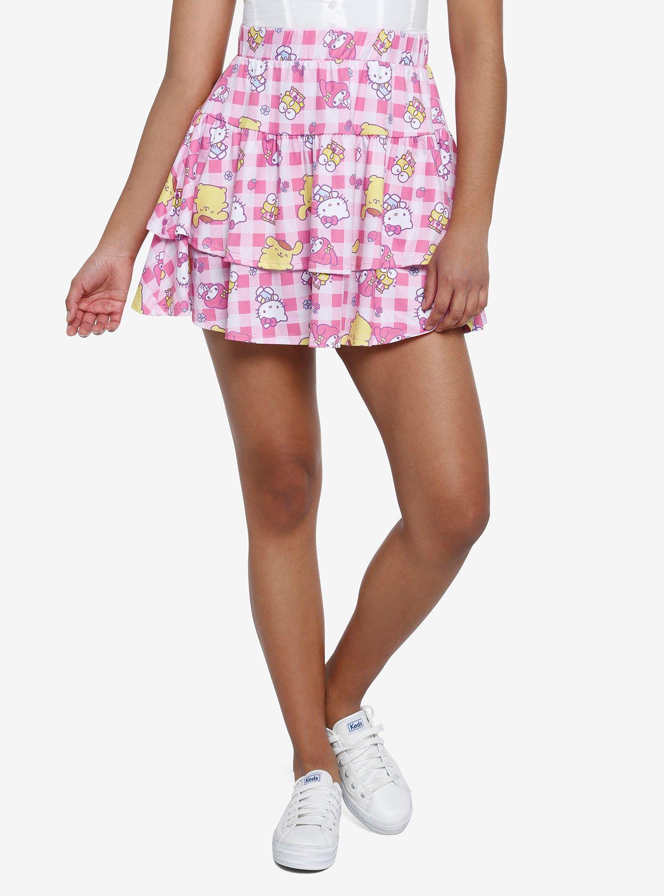 Hello Kitty And Friends Checkered Tiered Mini Skirt Hot Topic