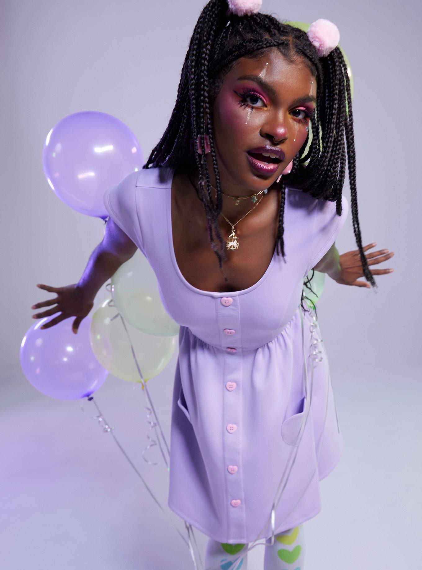 Sweet Society Lavender Heart Babydoll Dress Hot Topic