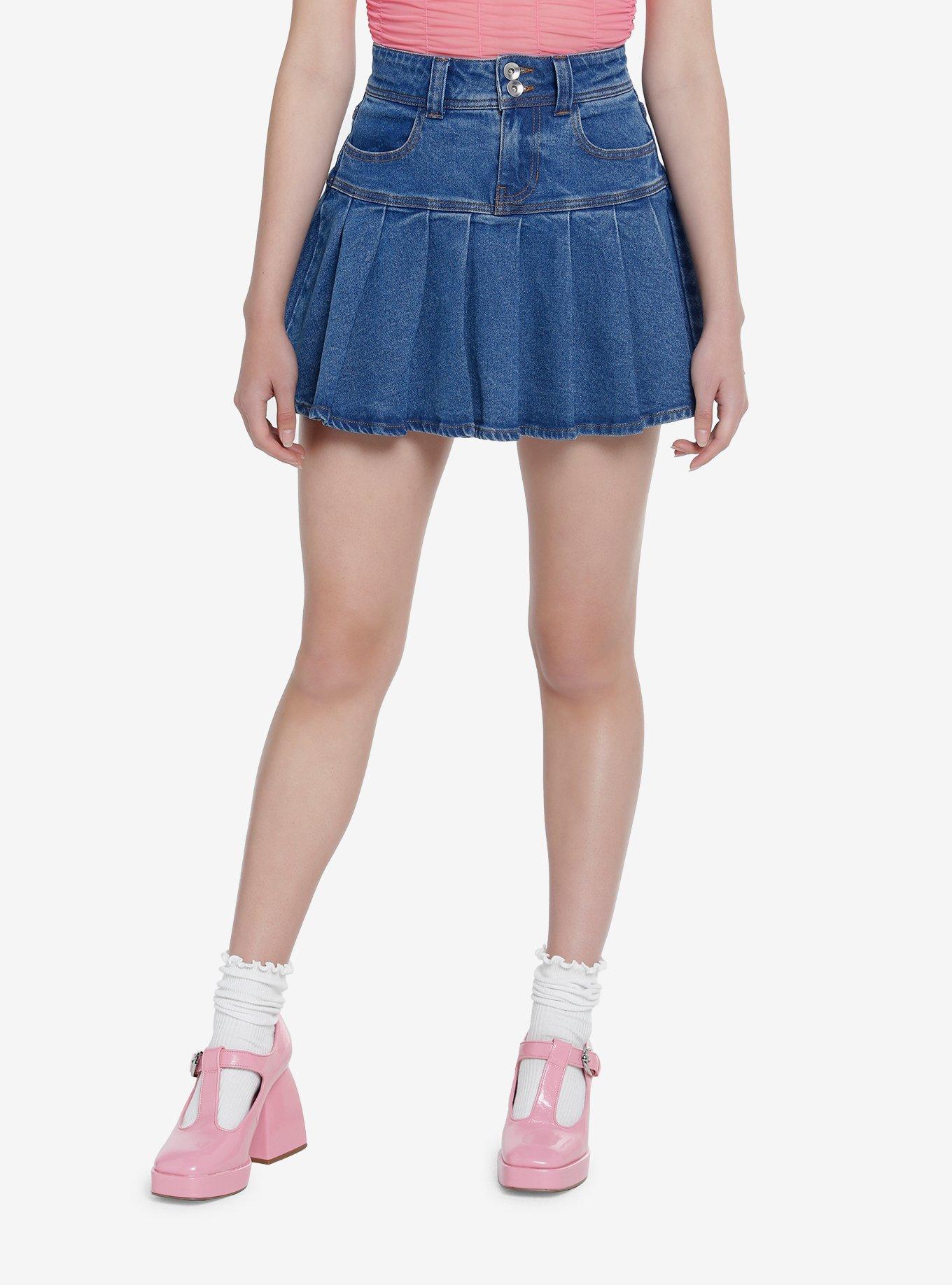 Sweet Society Pleated Denim Mini Skirt Hot Topic