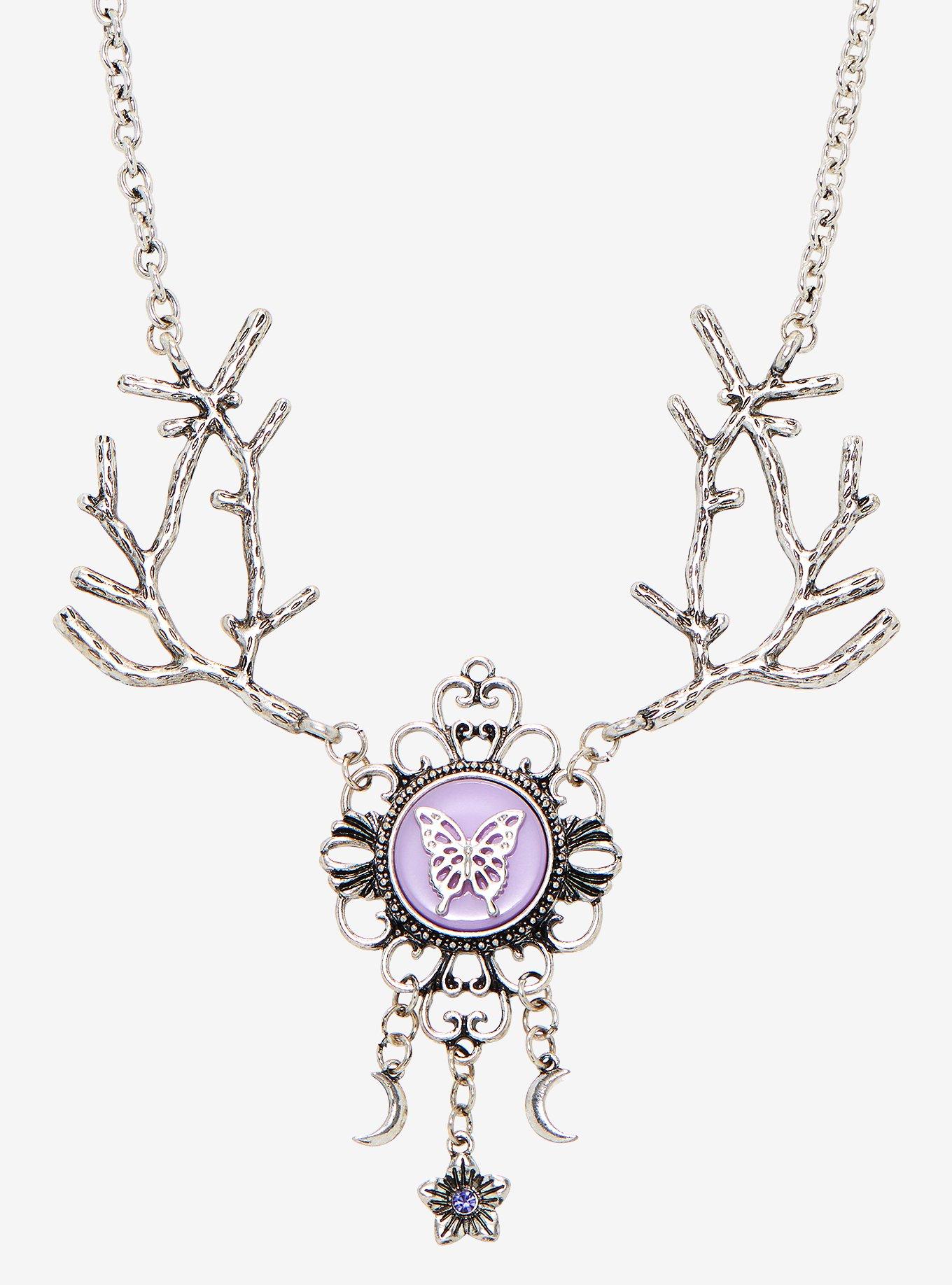 Butterfly Branch Cameo Necklace Hot Topic