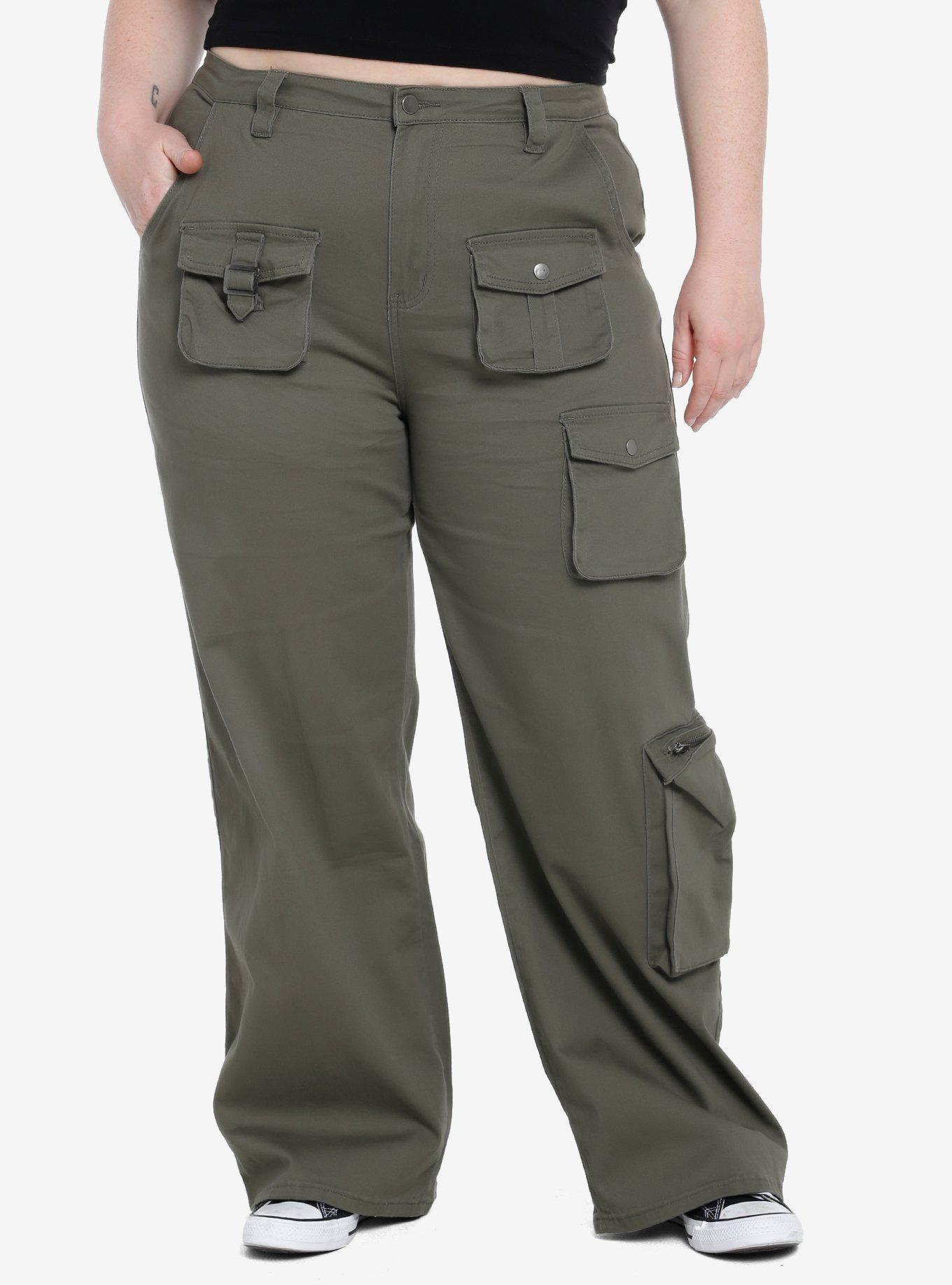 Green Wide Leg Cargo Pants Plus Size Hot Topic