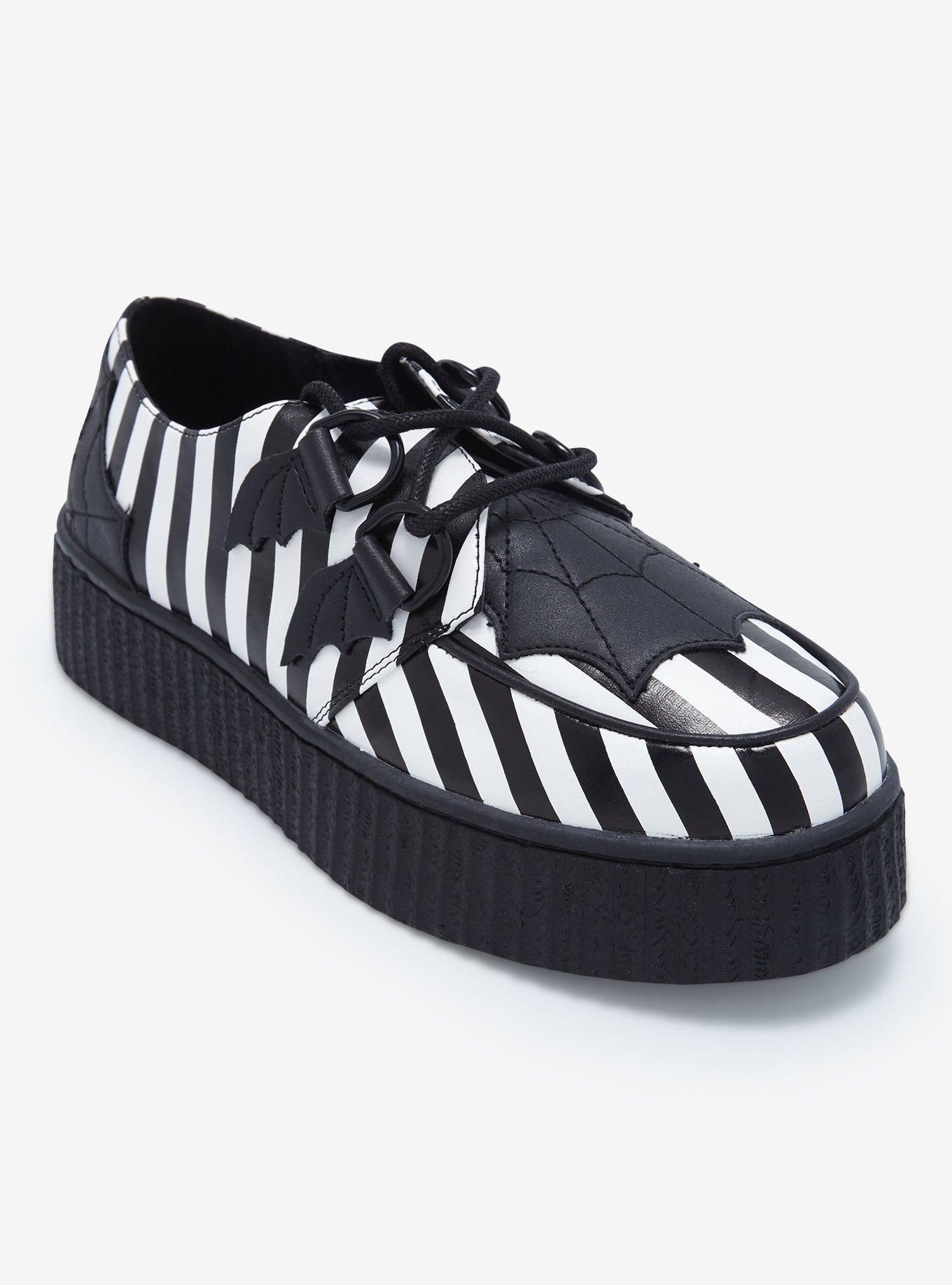 Strange Cvlt Black & White Stripe Widow Creepers Hot Topic