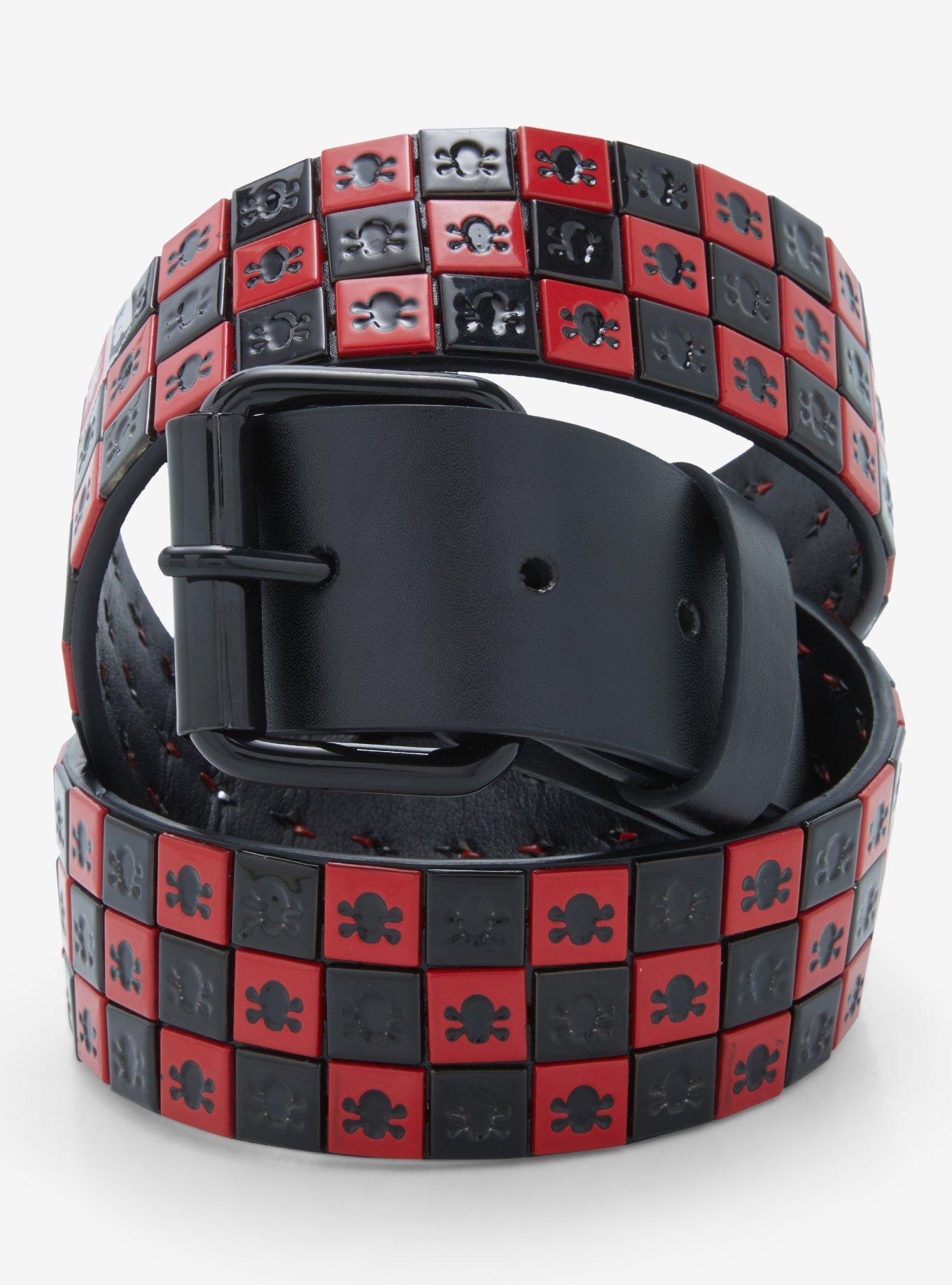 Black & Red Checkered Skull Belt Hot Topic