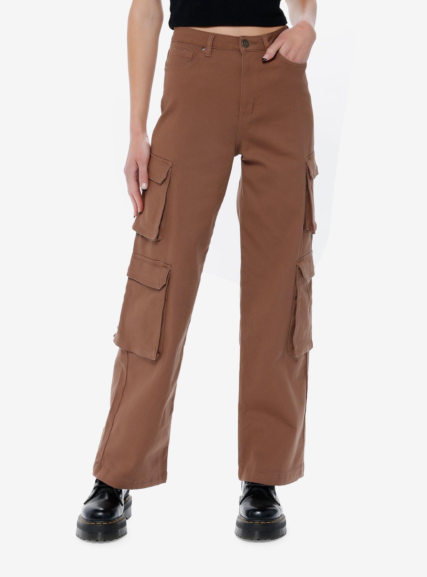 Social Collision Brown Cargo Straight Leg Pants Hot Topic