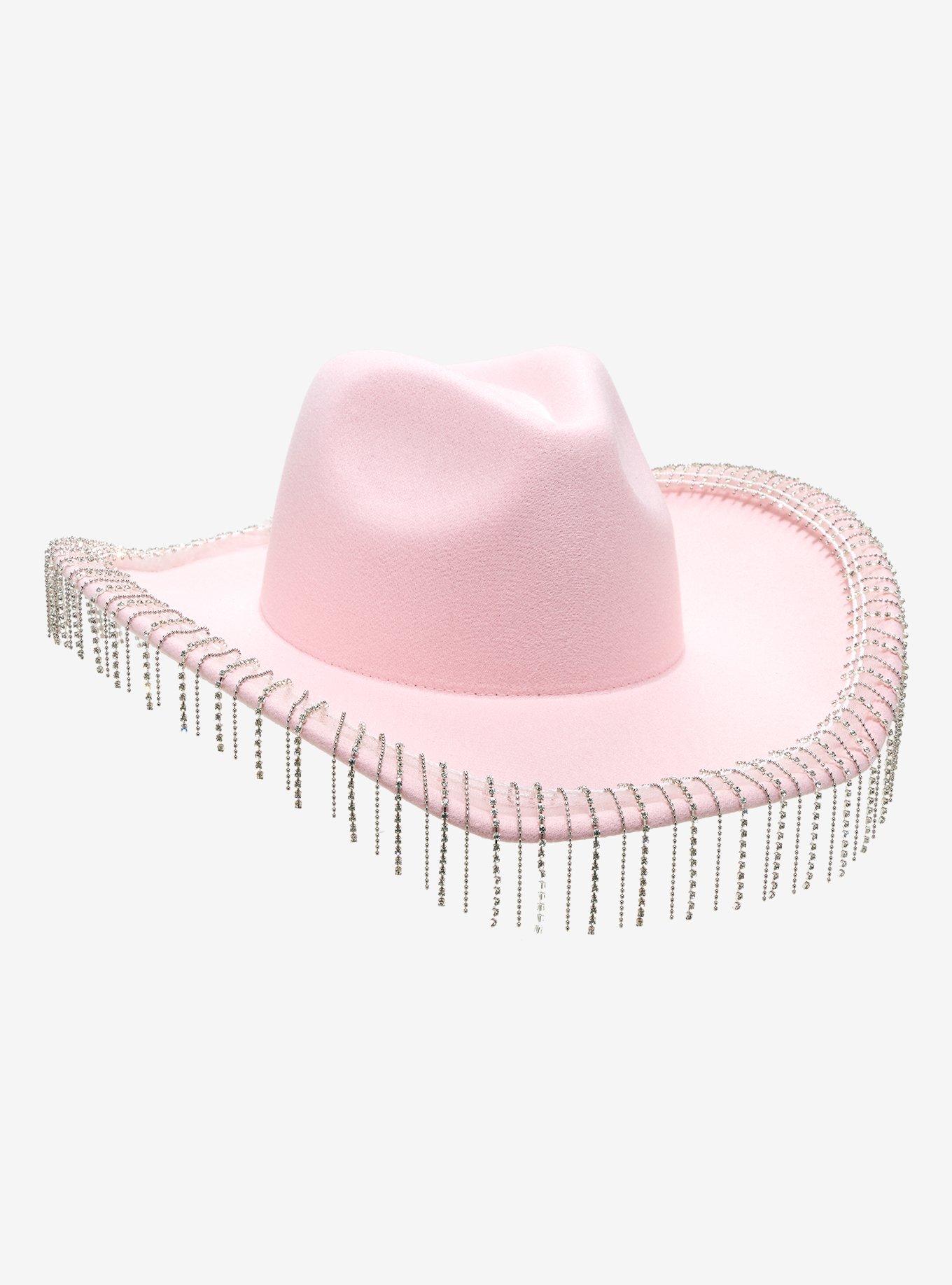 Pastel Pink Rhinestone Fringe Cowboy Hat Hot Topic