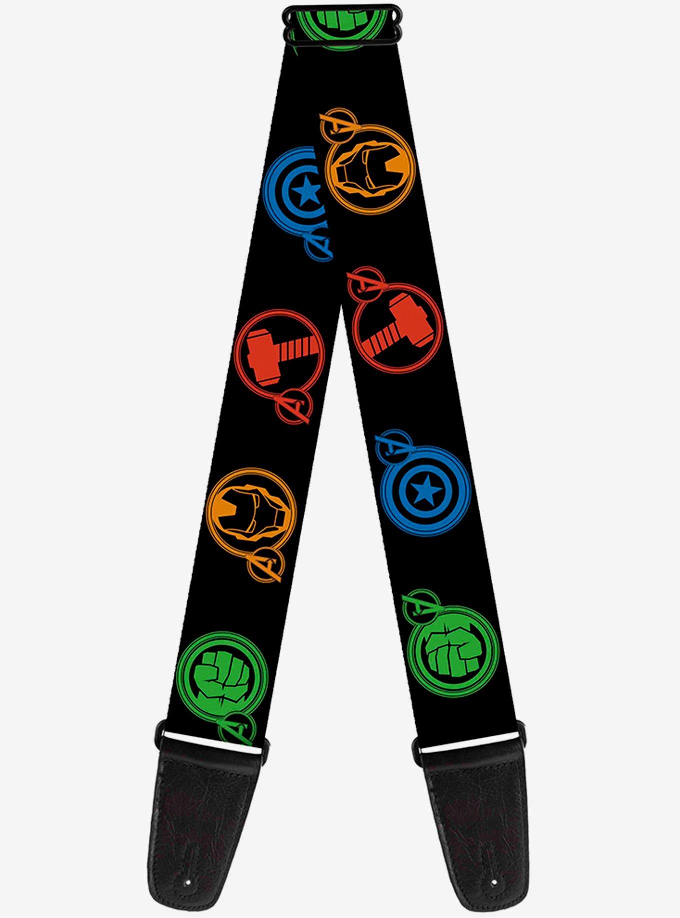 Marvel Avengers Superhero Logos Guitar Strap Hot Topic