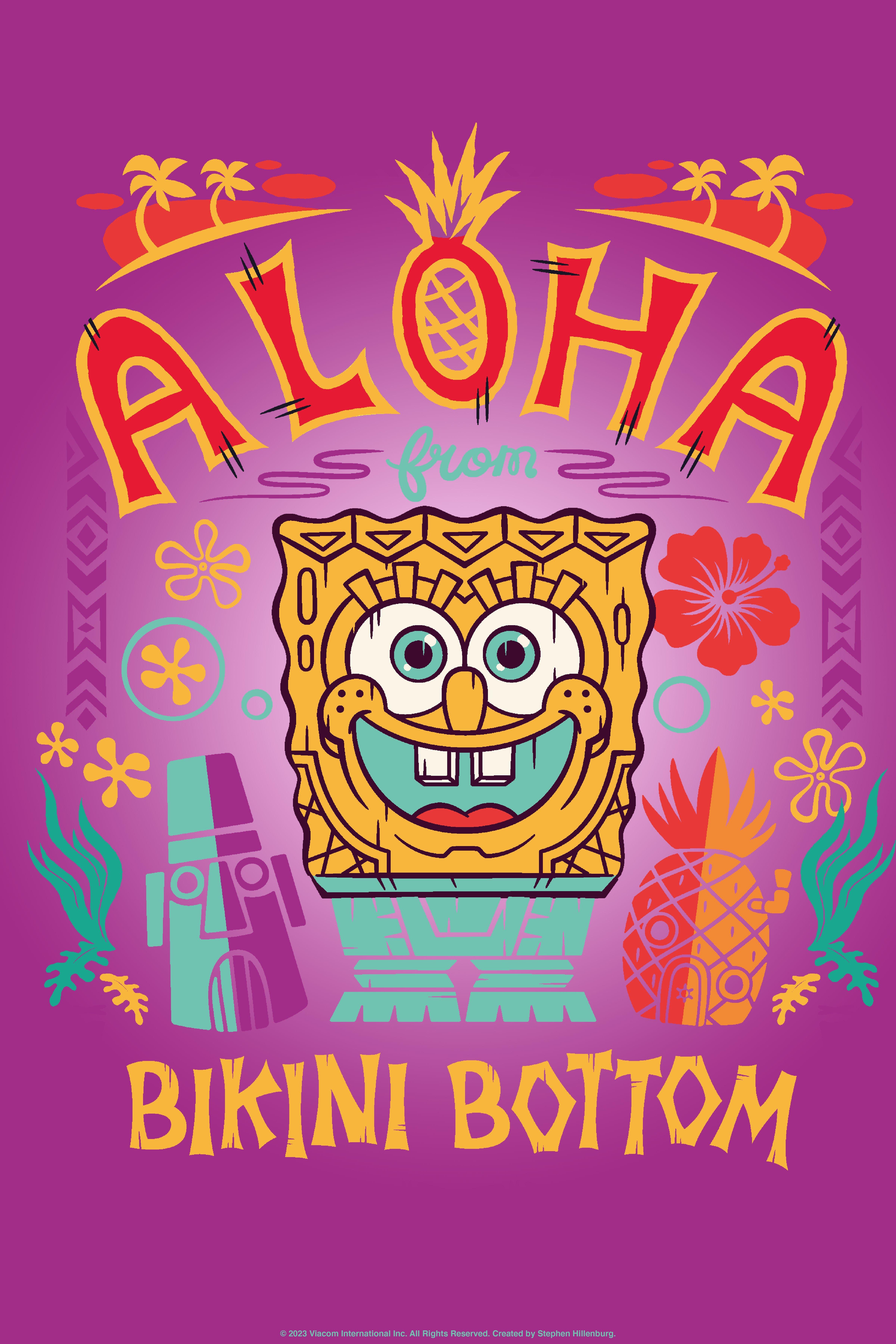 Spongebob Squarepants Aloha From Bikini Bottom Poster WHITE BoxLunch