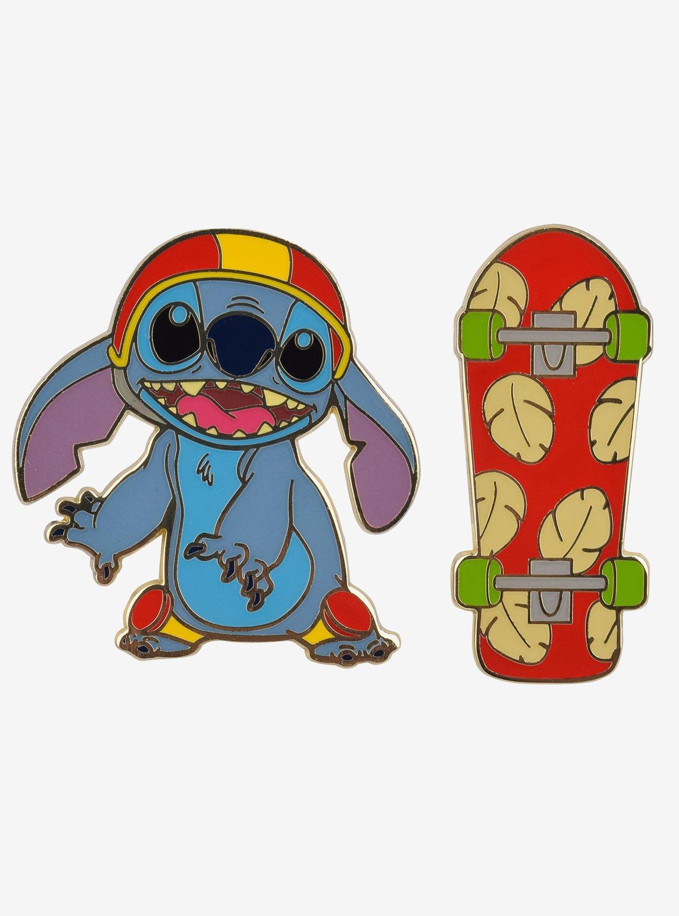 Disney Lilo & Stitch Skateboarding Stitch Enamel Pin Set BoxLunch