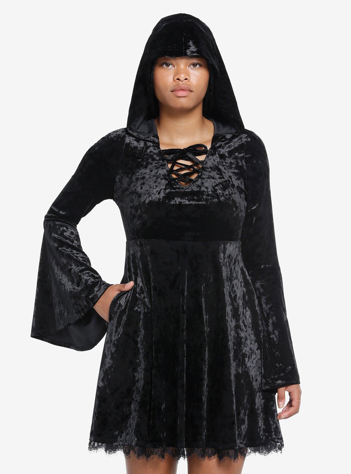 Cosmic Aura Black Velvet Hooded Dress Her Universe