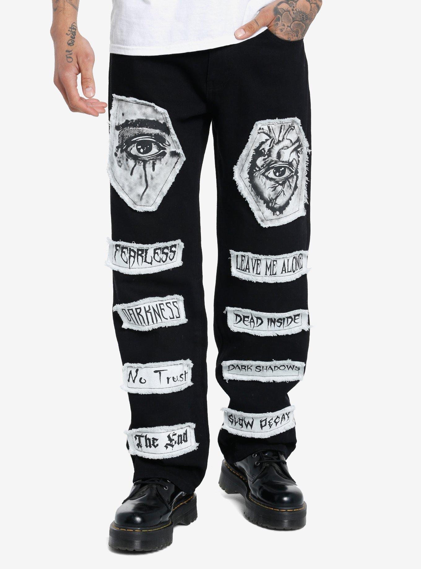 Hot Topic Eye & Quote Patches Wide Leg Pants Hamilton Place