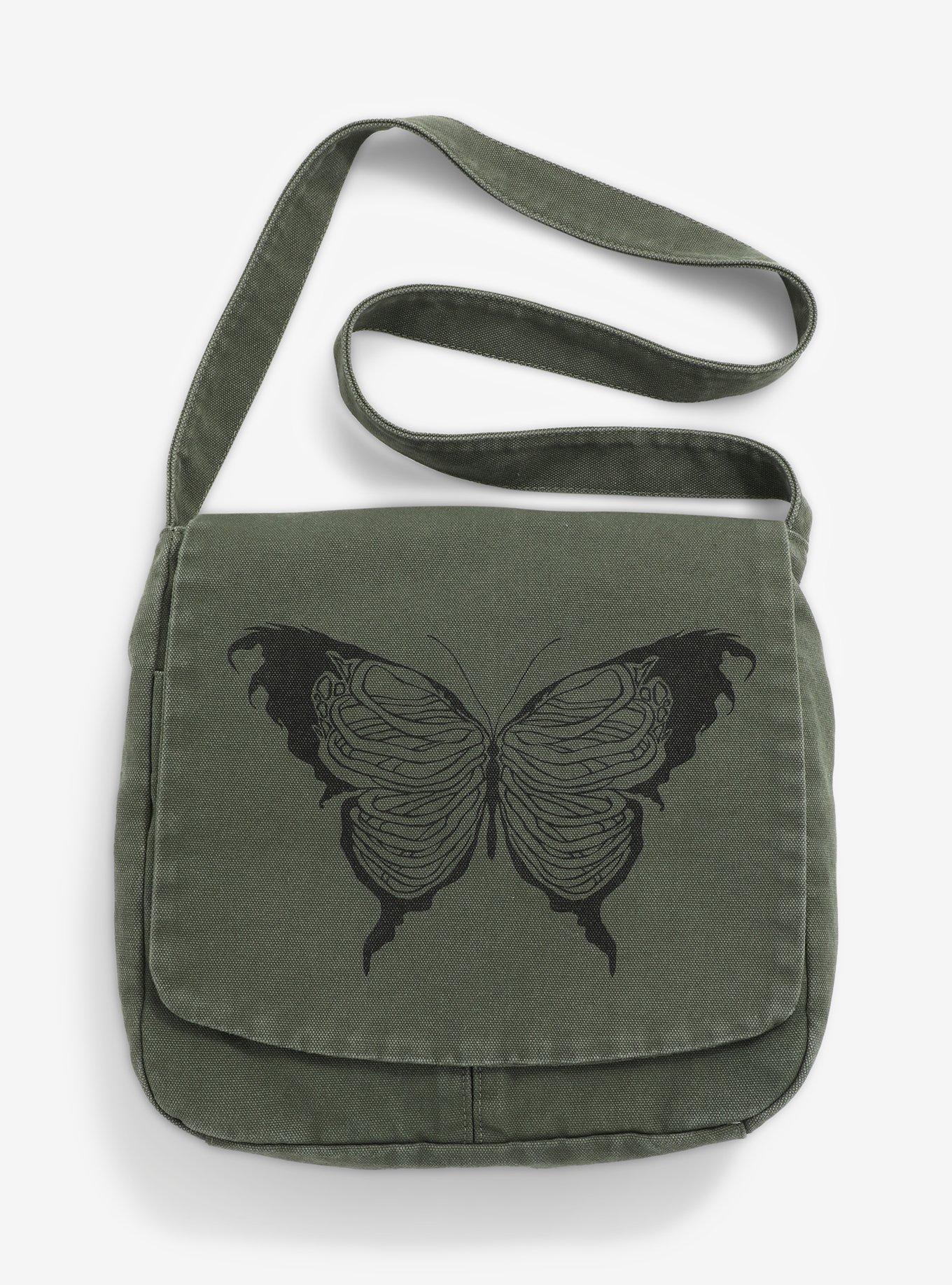 Hot Topic Skeletal Butterfly Canvas Messenger Bag Hamilton Place