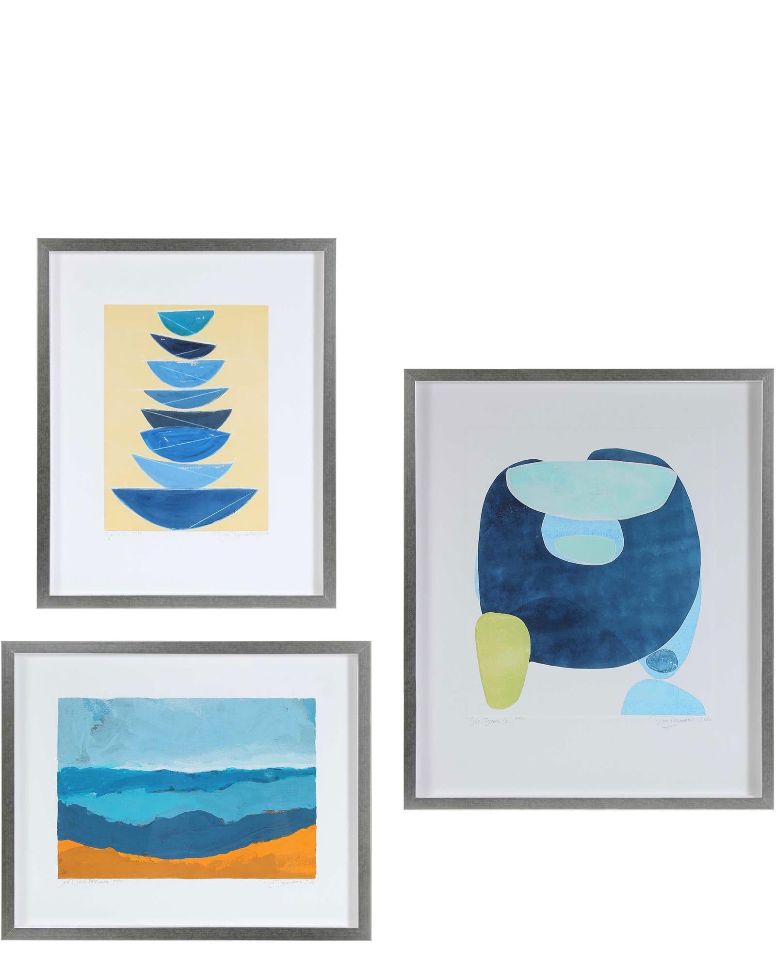 "Gallery Wall, 3 Seascape Abstractions" by Rob Delamater Serena and Lily