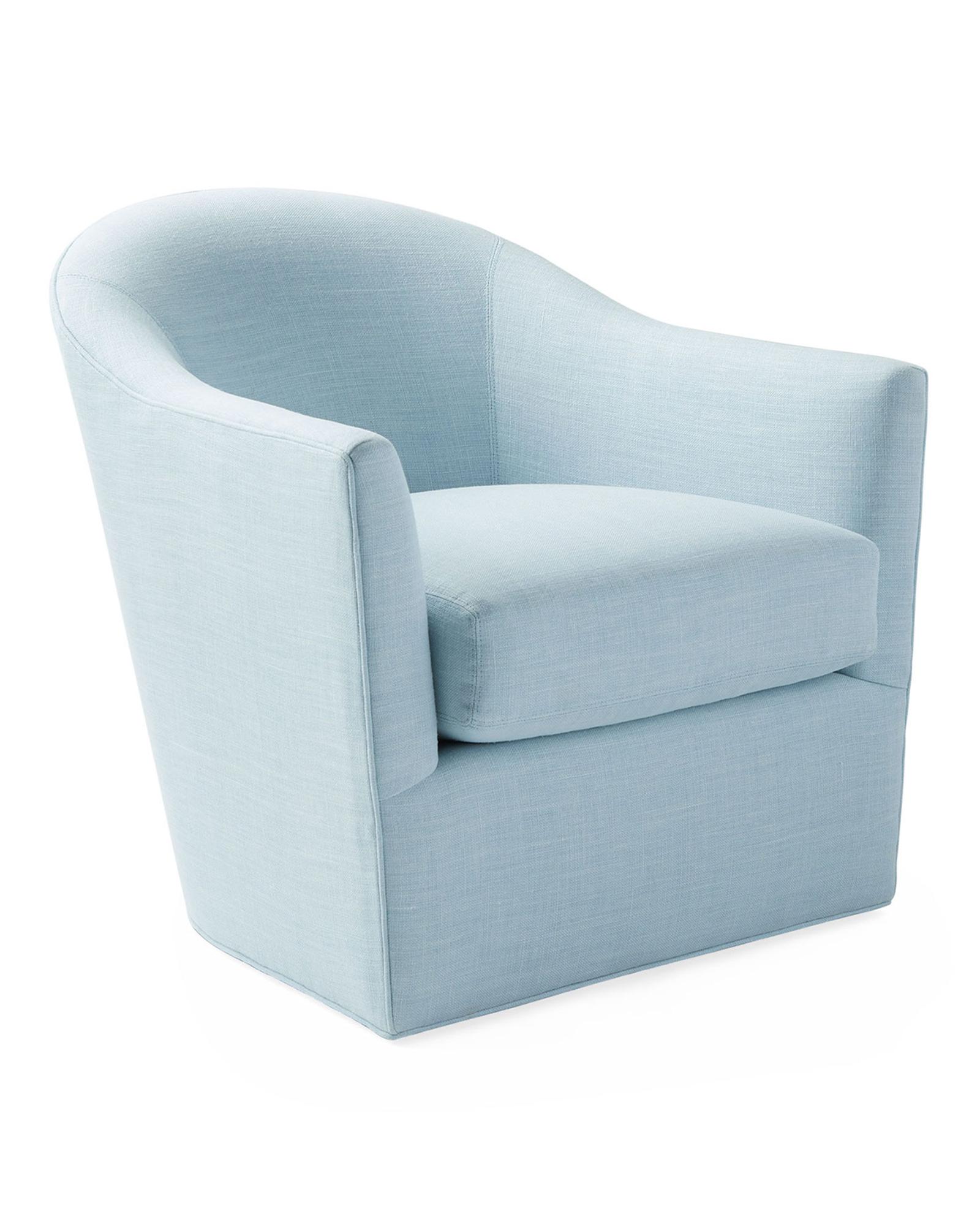 Provence Swivel Chair in Washed Linen Sky Serena and Lily