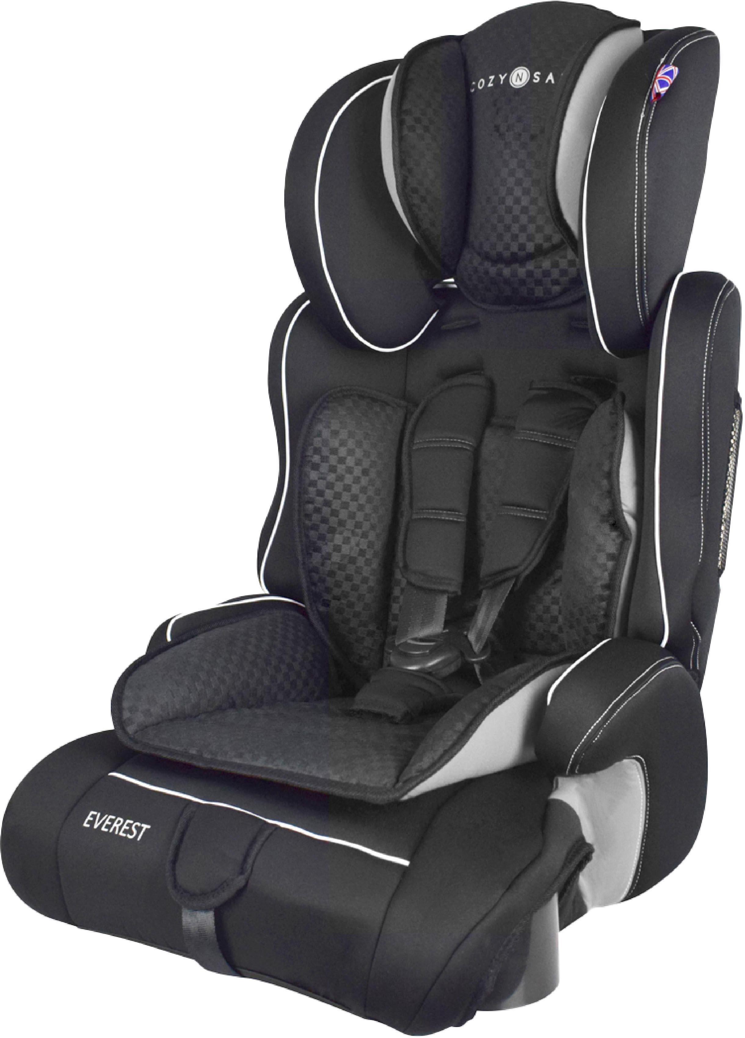 CozyNSafe Everest Group 1/2/3 Child Car Seat with Cup Holders Black