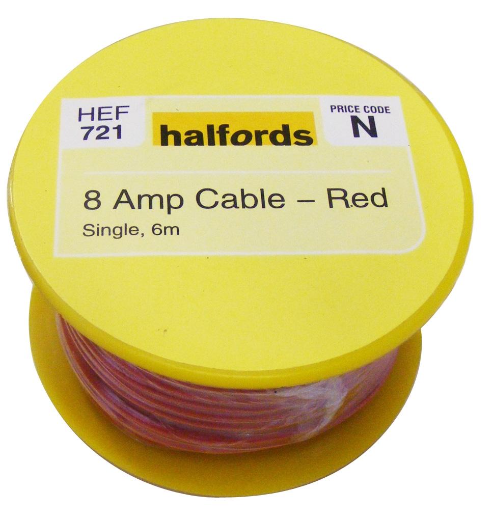 Halfords 8 Amp Cable Red HEF721 Halfords UK