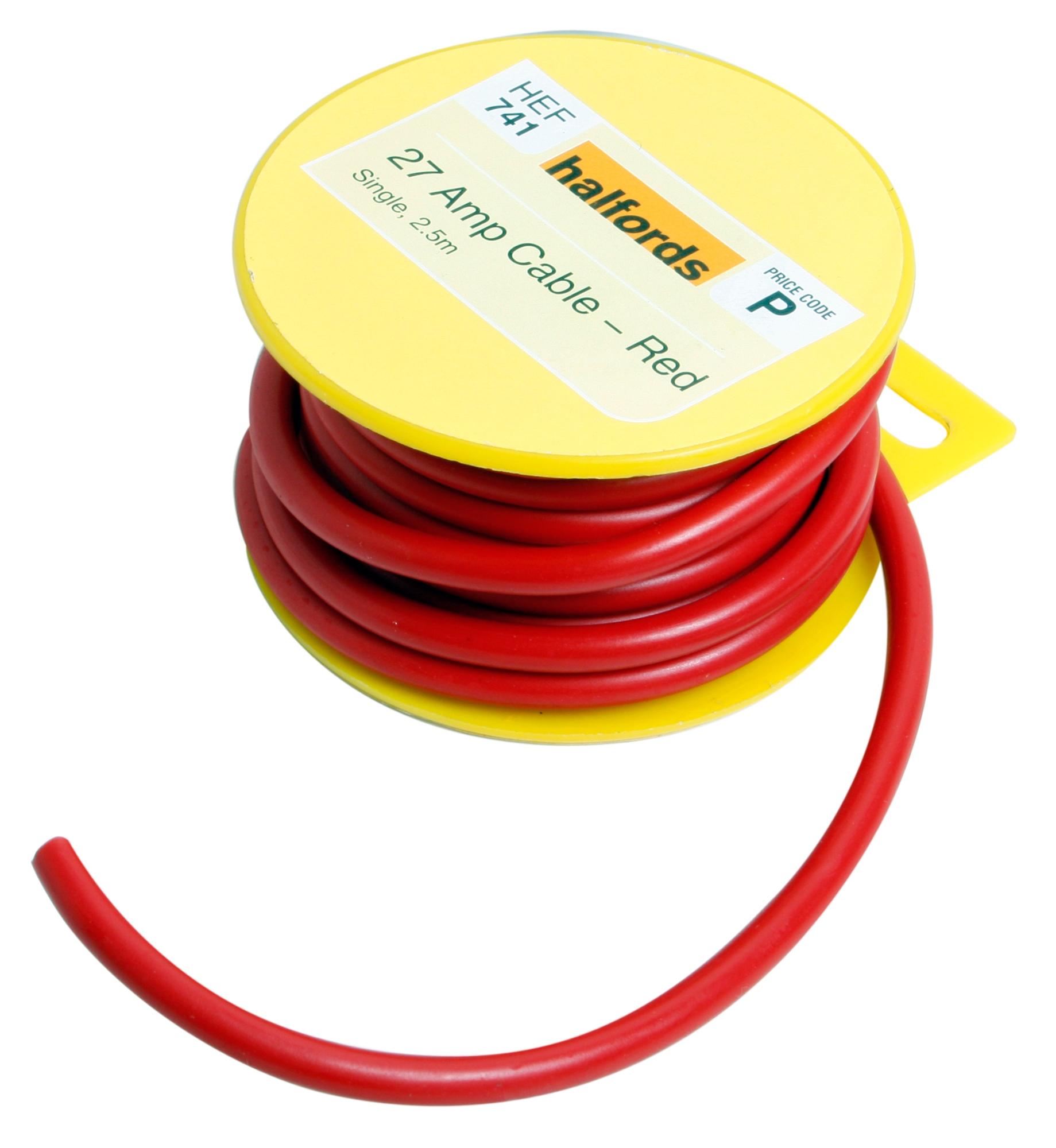 Halfords 27 Amp Cable Red HEF741 Halfords UK