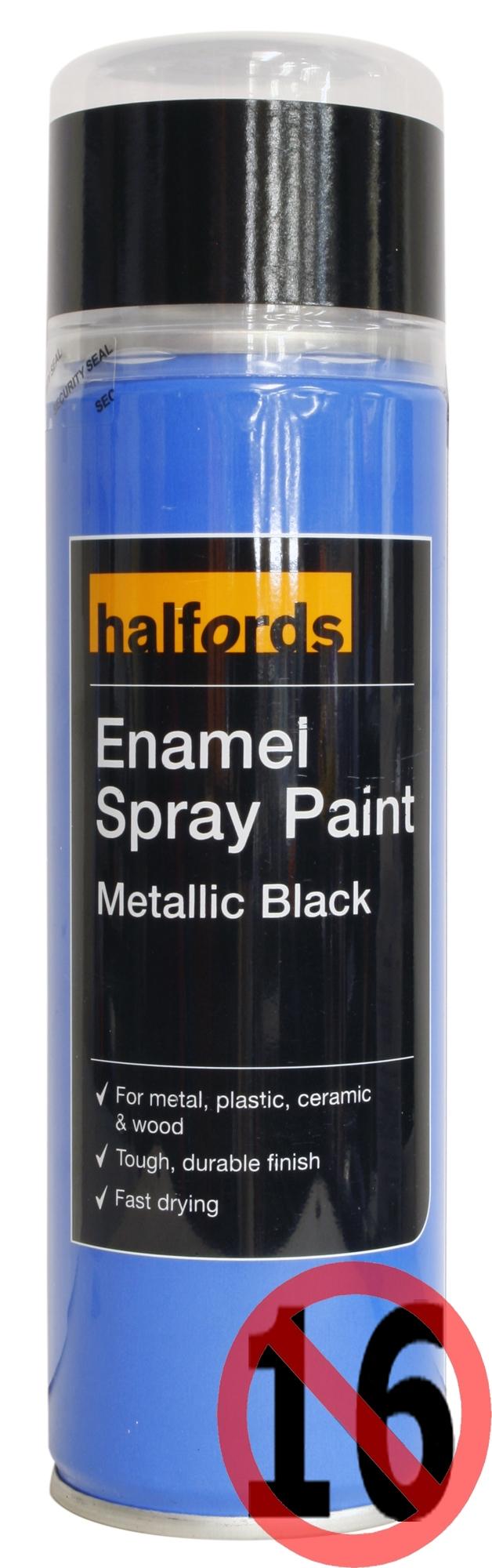 Halfords Enamel Spray Paint Metallic Black 300ml Halfords UK