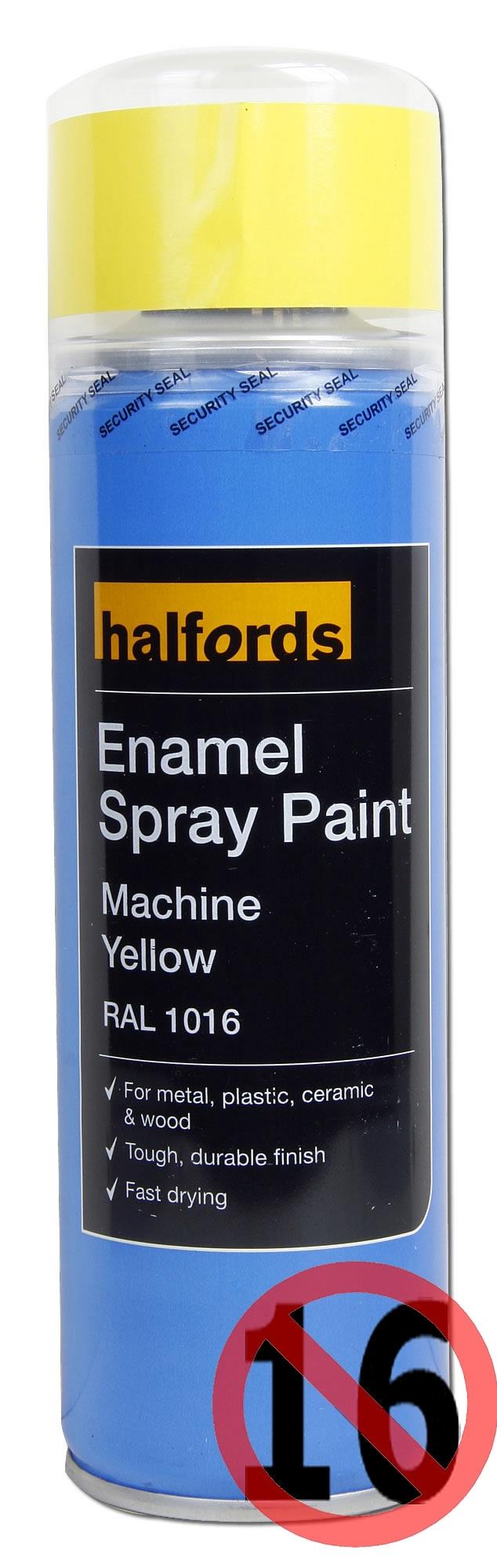 Halfords Enamel Spray Paint Machine Yellow 300ml Halfords UK