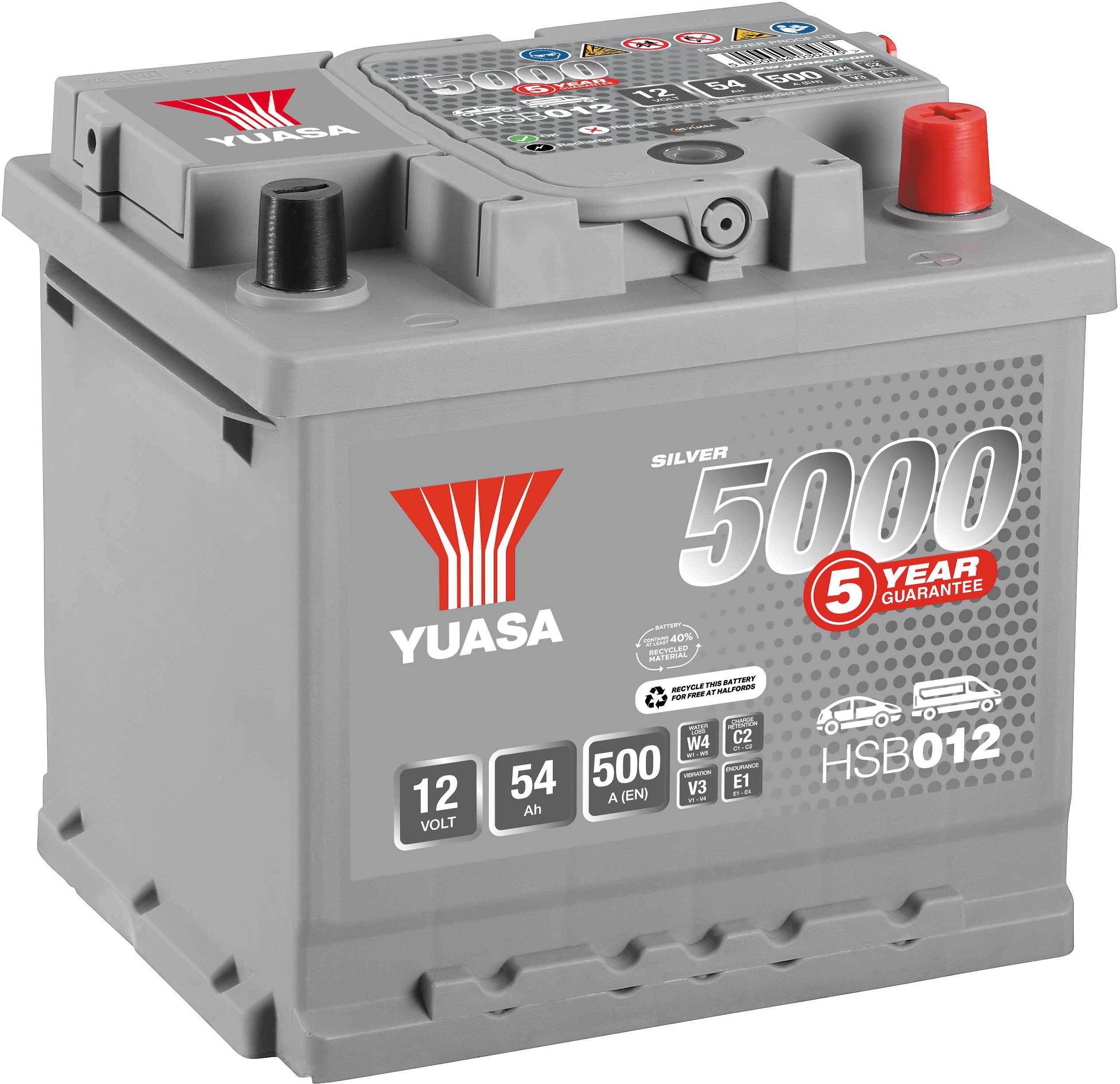 Yuasa HSB012 Silver 12V Car Battery 5 Year Guarantee Halfords UK