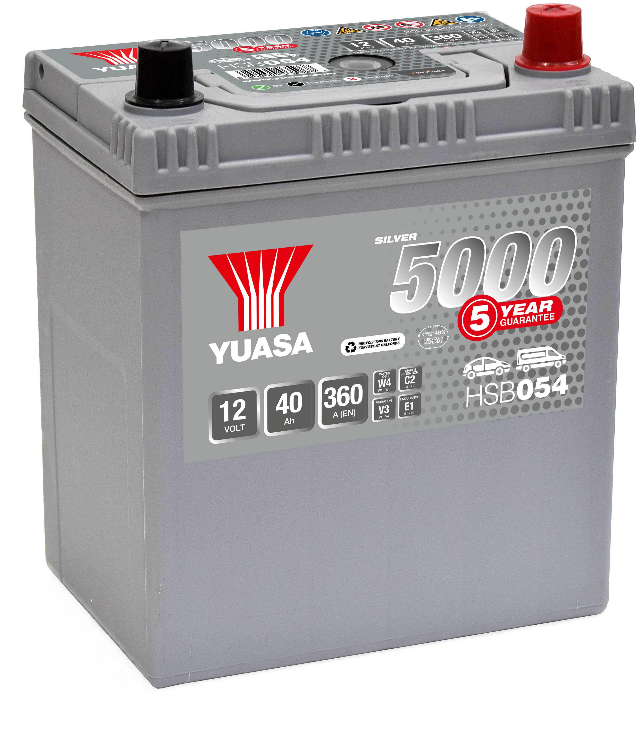 Yuasa HSB154 Silver 12V Car Battery 5 Year Guarantee Halfords UK