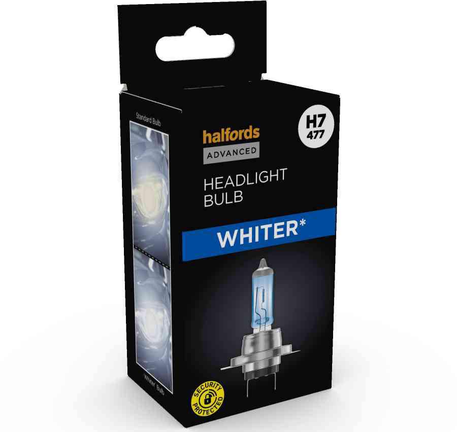 Halfords Advanced Whiter H7 477 Car Headlight Bulb Single Pack