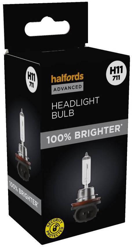 Halfords Advanced +100 Brighter H11 711 Headlight Bulb Halfords UK