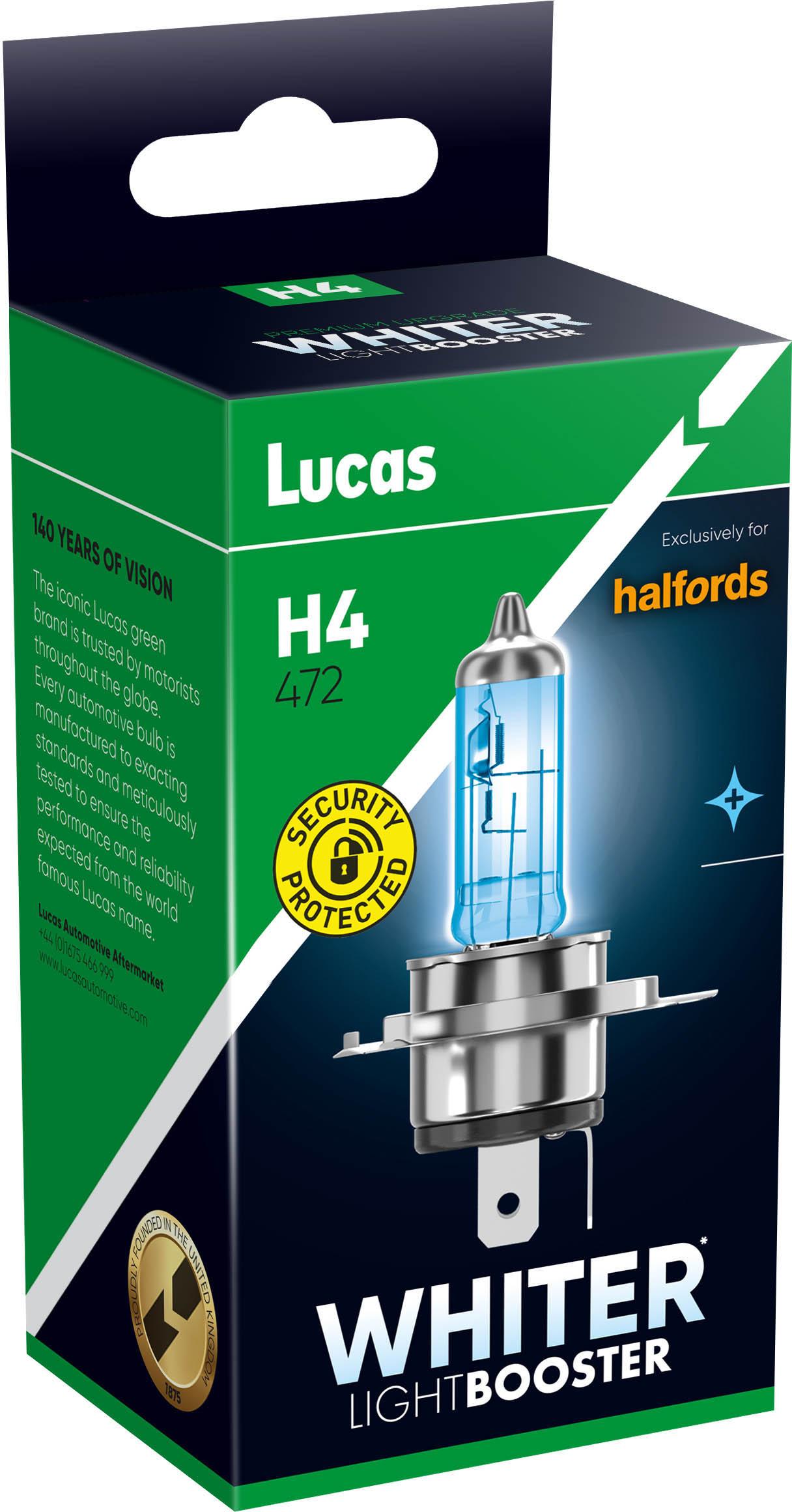 Lucas Whiter H4 472 Car Headlight Bulb Single Pack Halfords UK