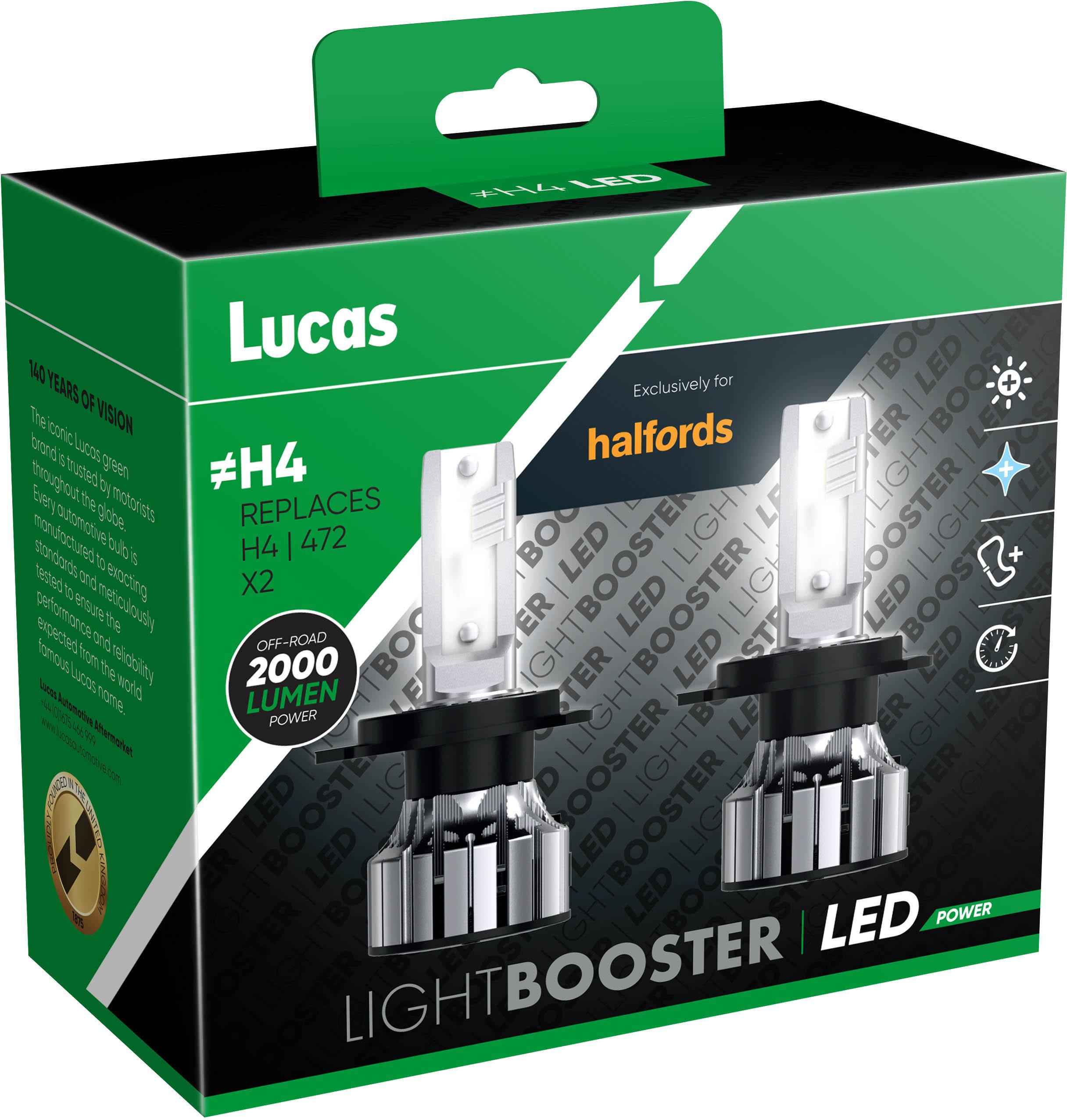 Lucas H4 472 LED Headlight Bulb Twin Pack Halfords UK