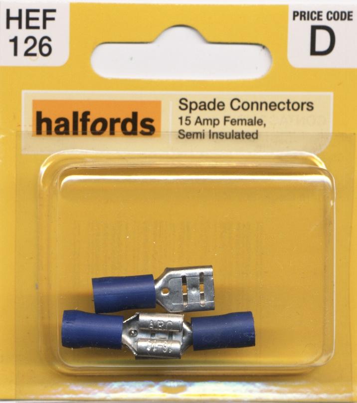 Halfords Spade Connector (HEF126) 15 Amp/Female Halfords UK