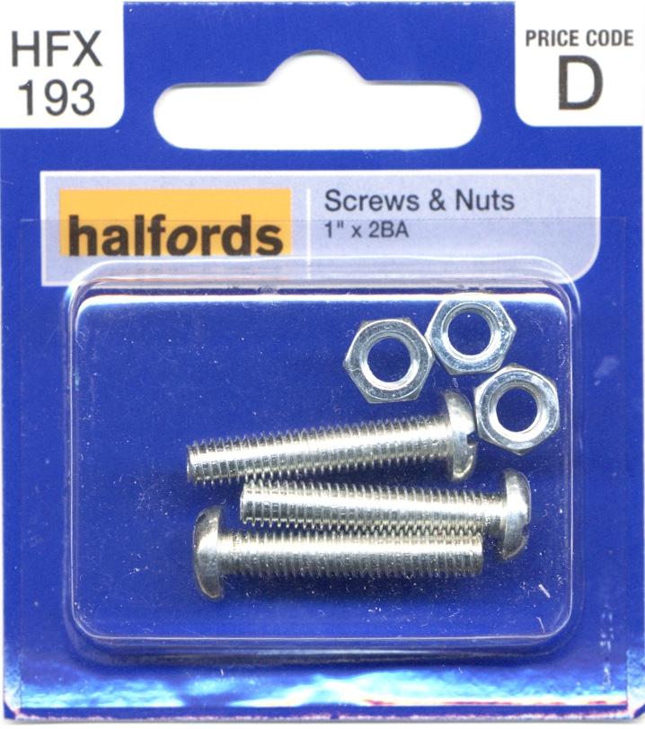 Halfords Screws & Nuts 1" x 2BA Halfords UK