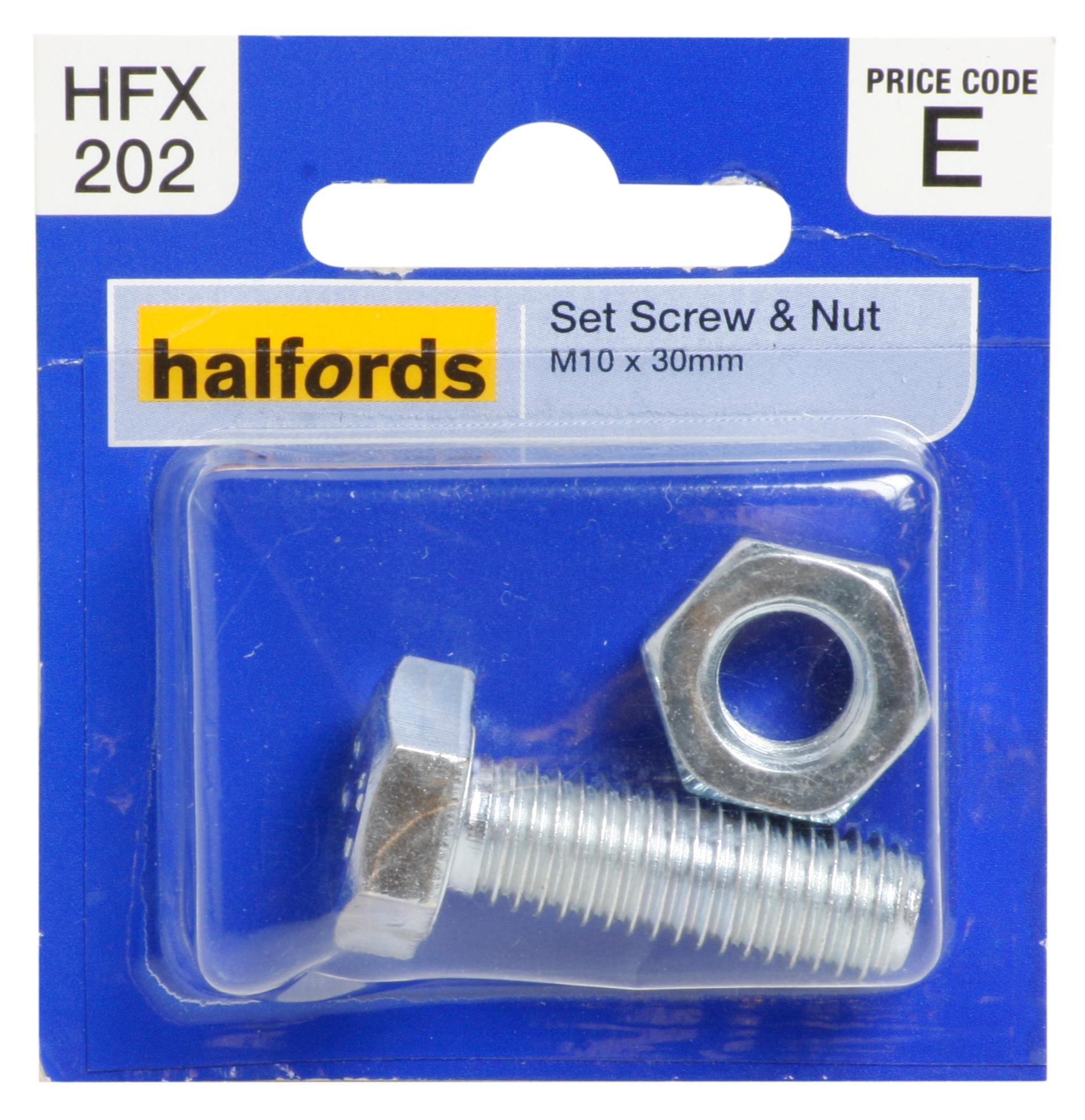Halfords Set Screw and Nut M10 x 30mm Halfords UK
