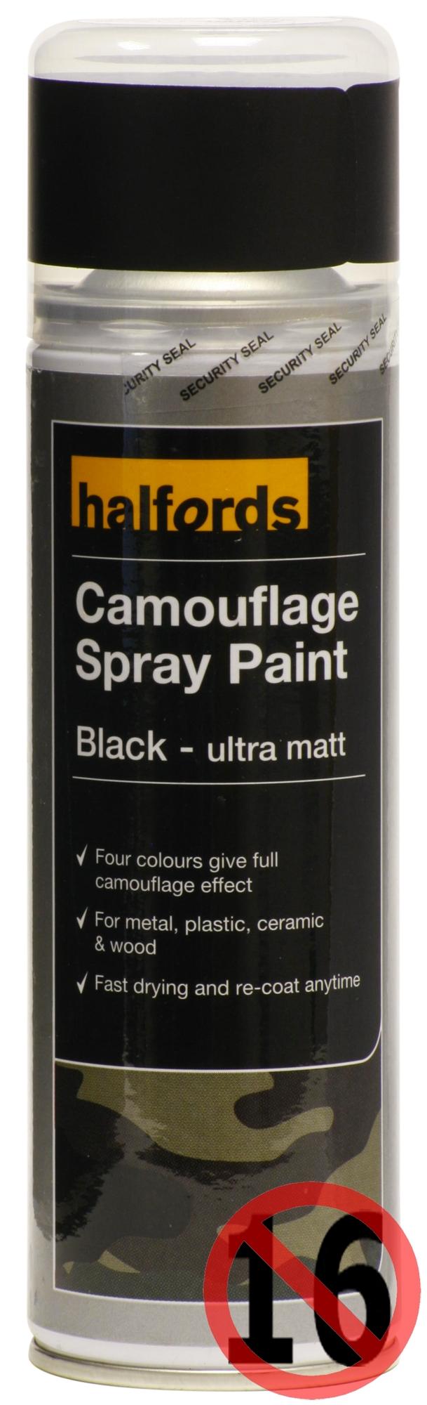 Halfords Camouflage Spray Paint Black 300ml Halfords UK