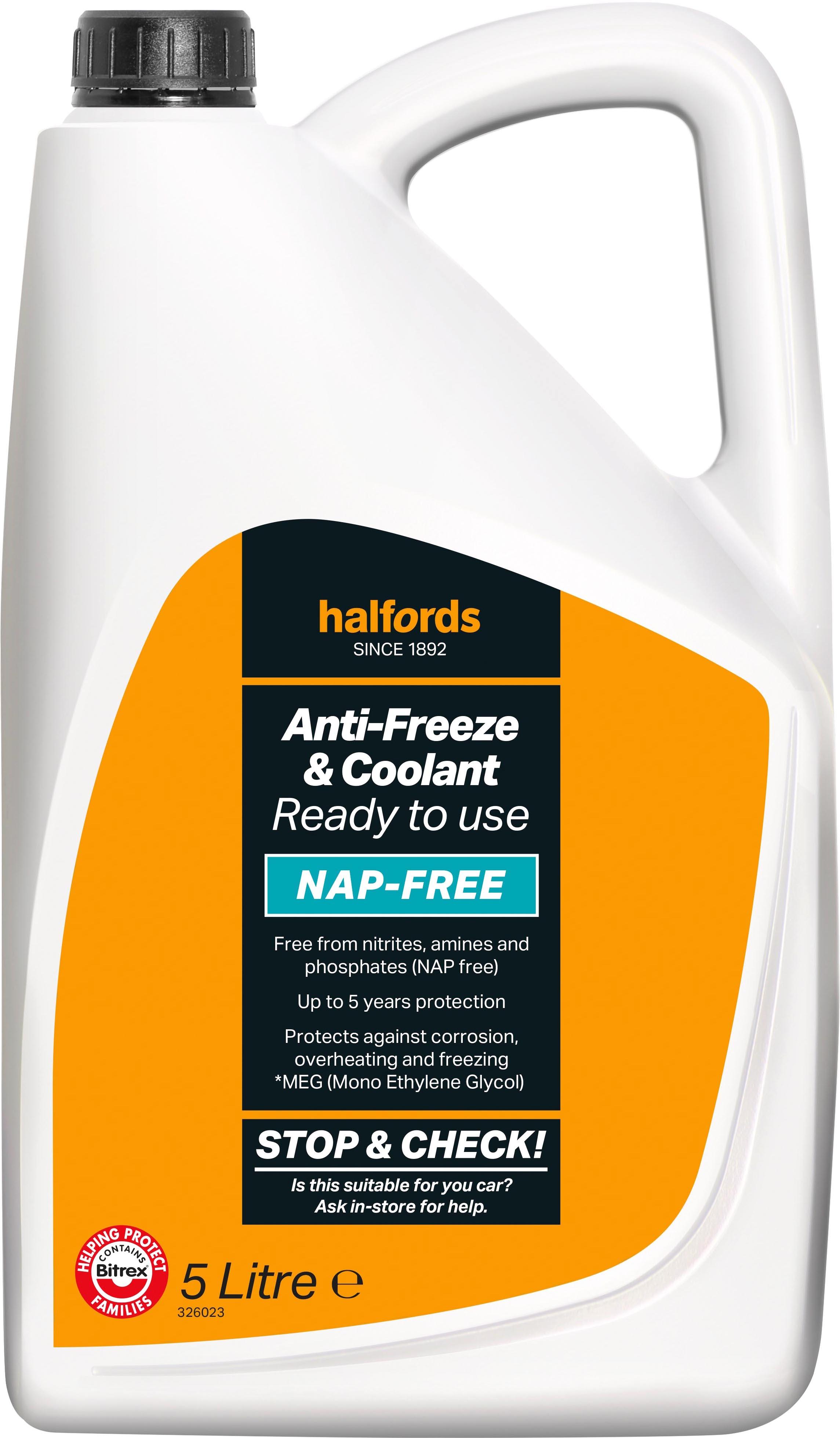 Halfords NAPFree Hybrid AntiFreeze and Coolant Ready Mixed 5L