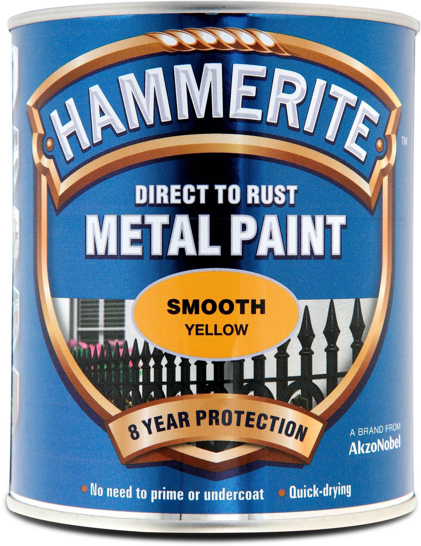Hammerite Direct to Rust Metal Paint Smooth Yellow 750ml Halfords UK