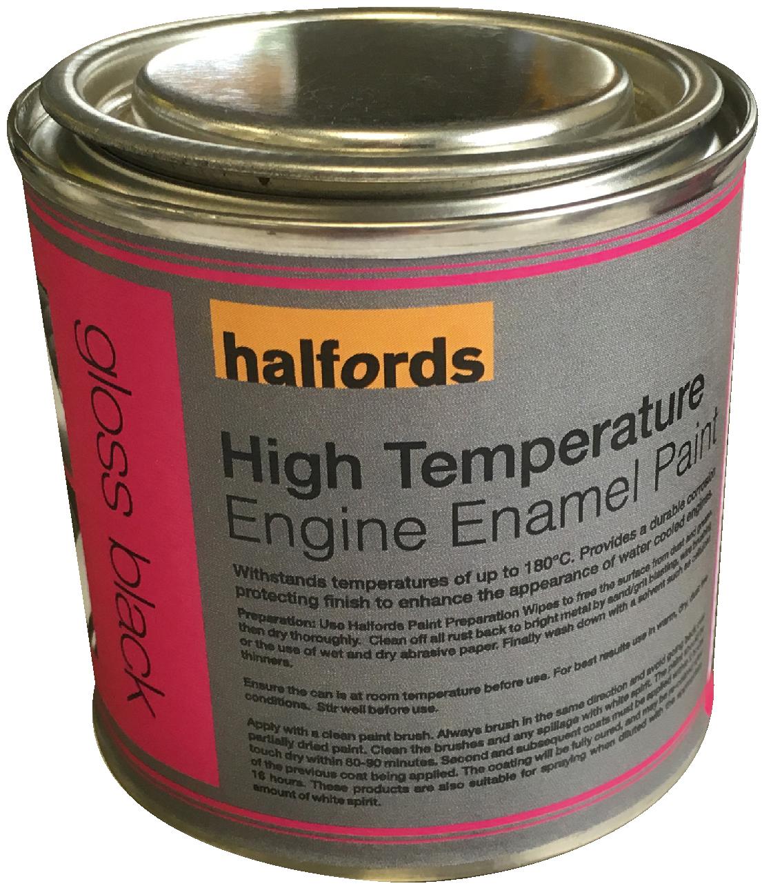 Halfords High Temperature Engine Enamel Paint Gloss Black 250ml