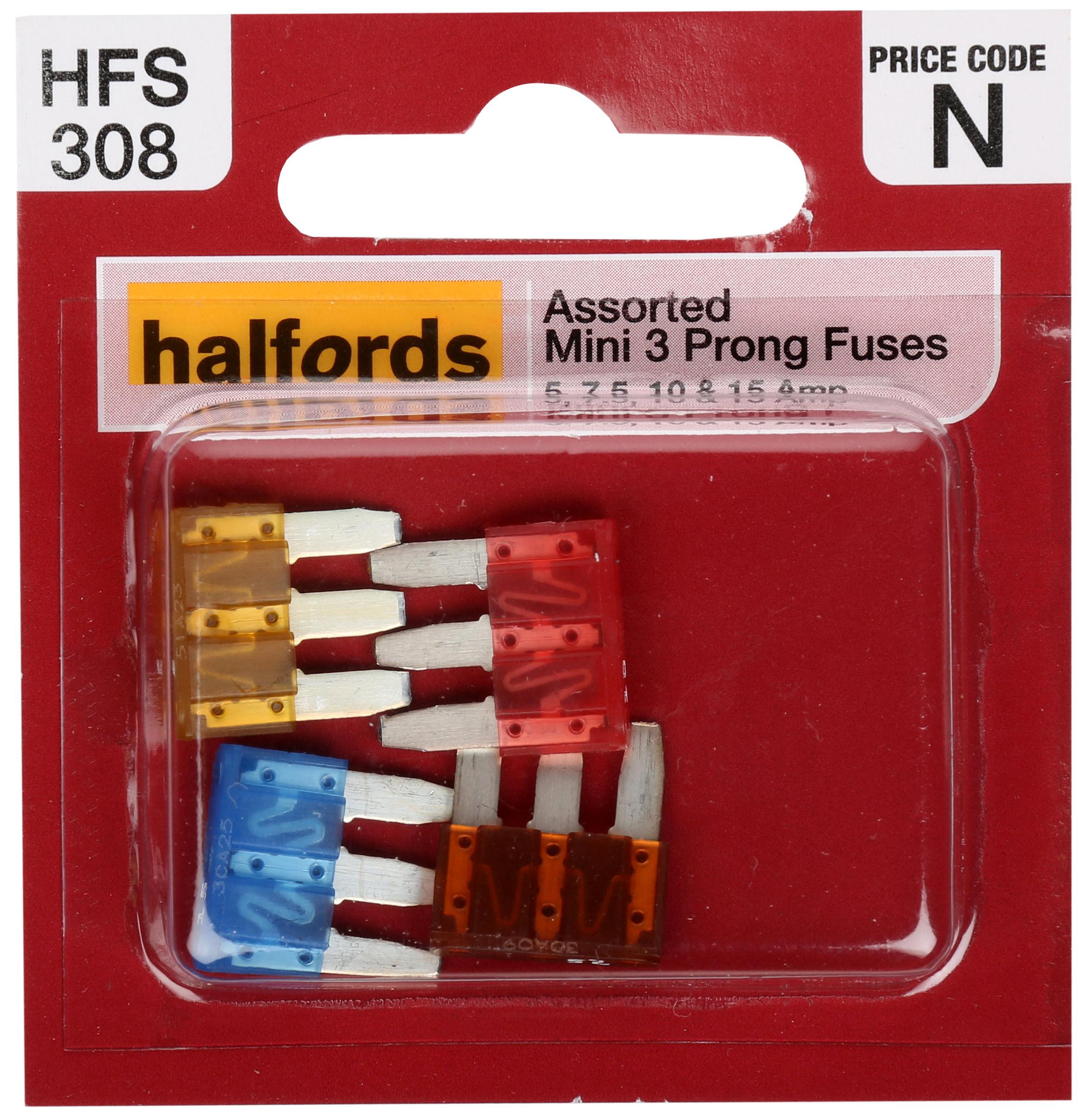 Halfords Mini Assorted Prong Fuses 7.5AMP, 10AMP, 15AMP Halfords UK