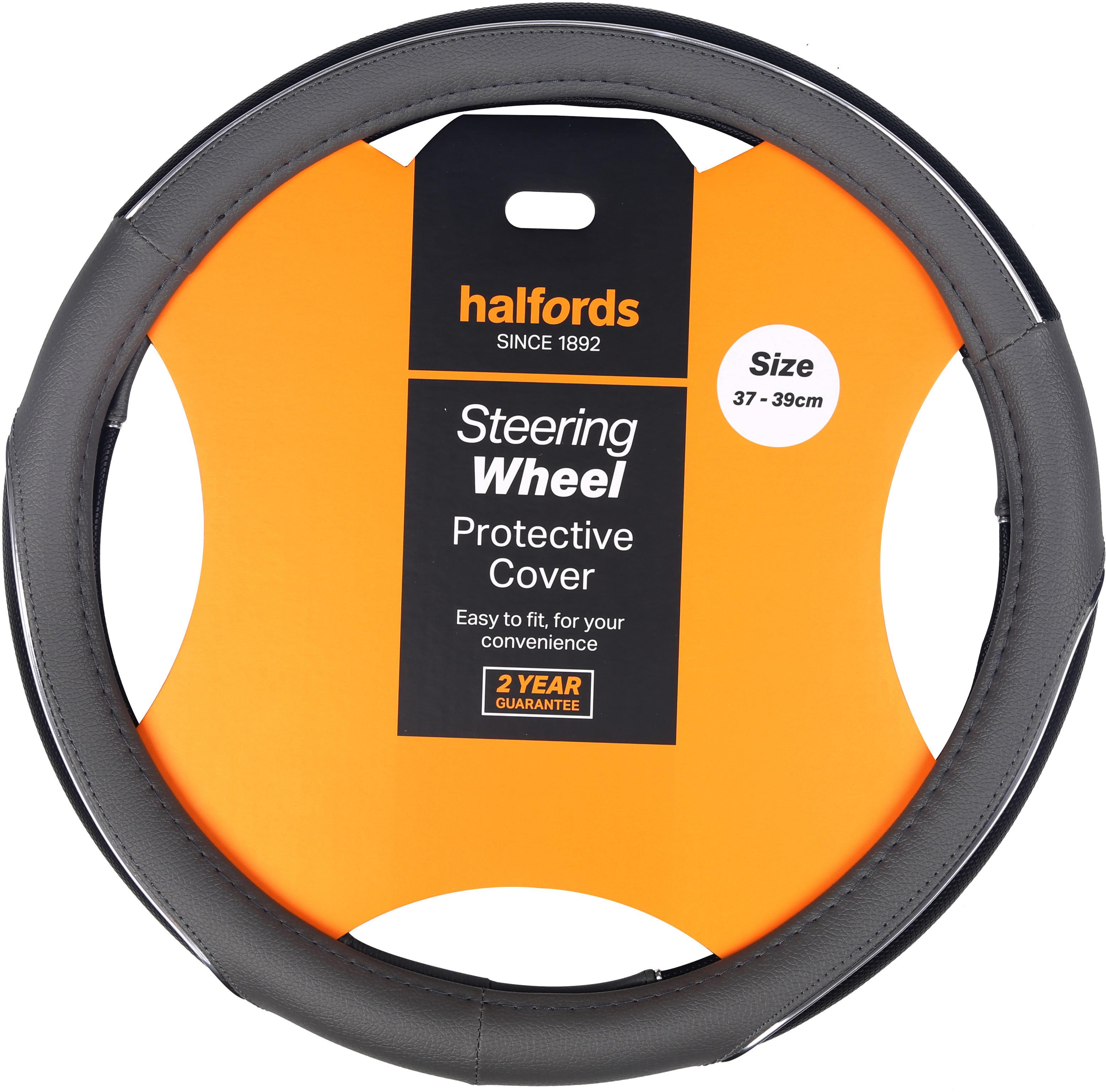 Halfords Black/ Grey steering wheel cover Halfords UK
