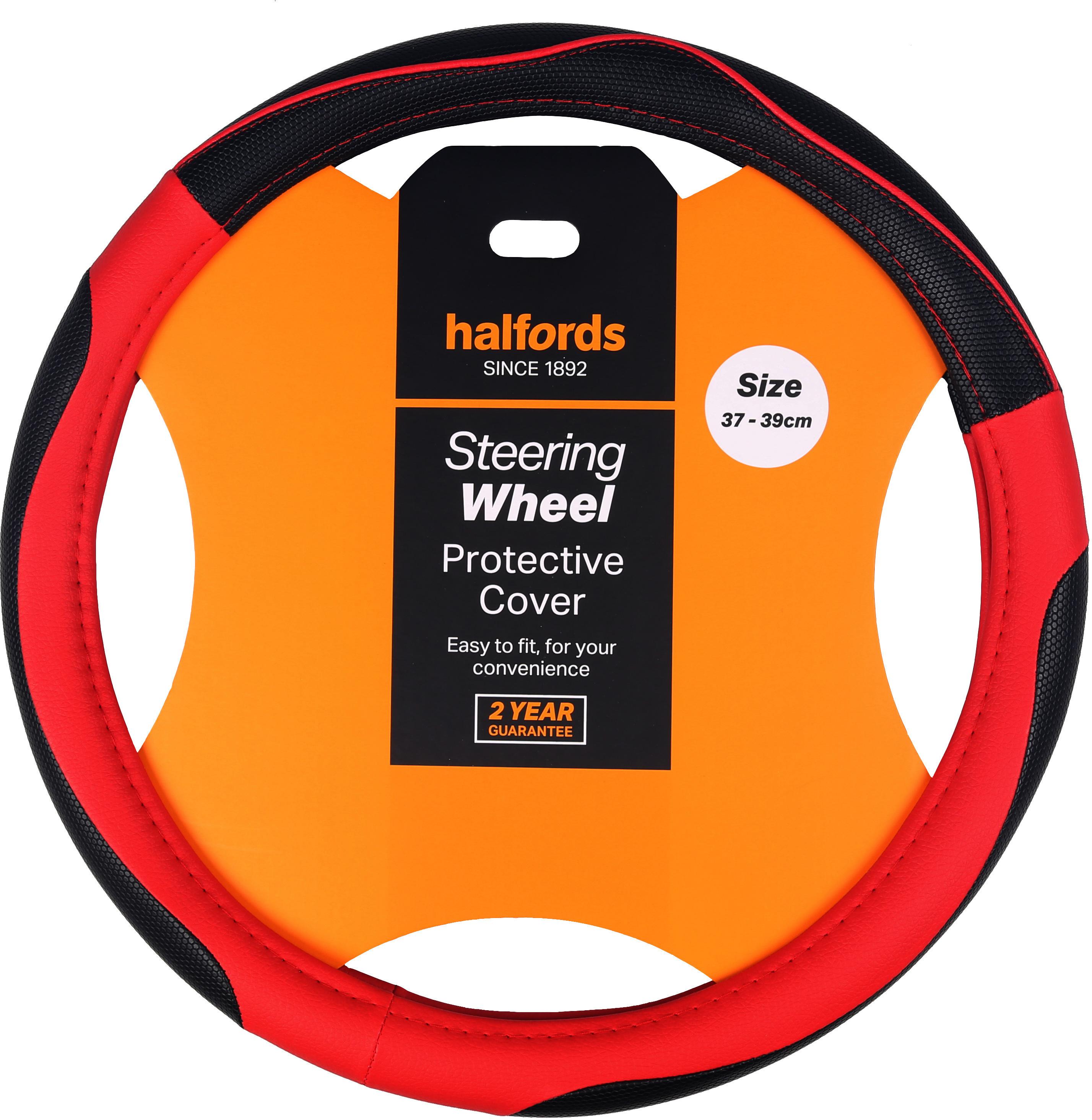 Halfords Black / Red steering wheel cover Halfords UK