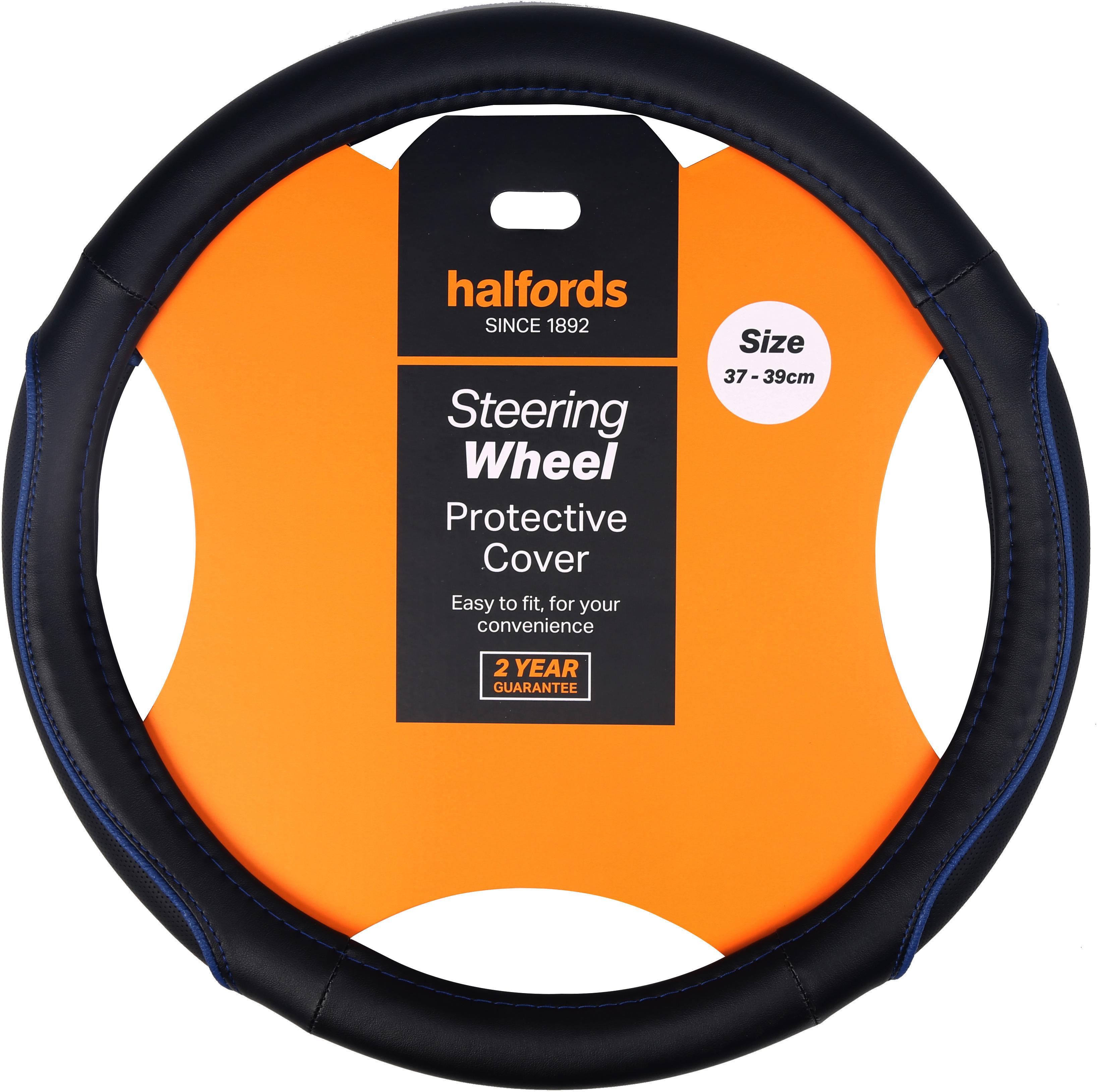 Halfords Black with Blue edging Steering wheel cover Halfords UK