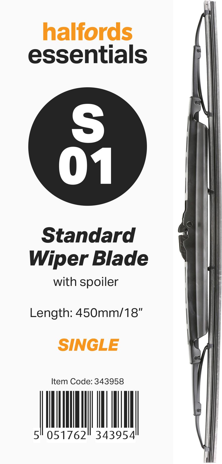 Halfords Essentials Spoiler Wiper Blade S01 18" Halfords UK