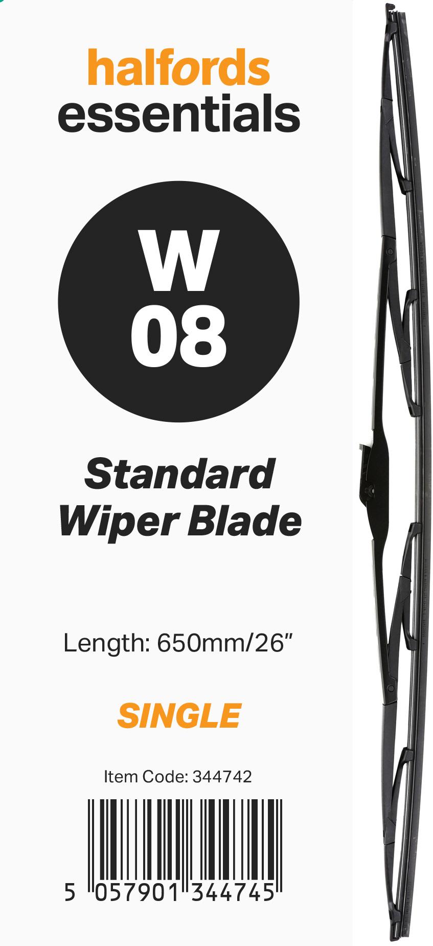 Halfords Essentials Single Wiper Blade W08 26" Halfords UK