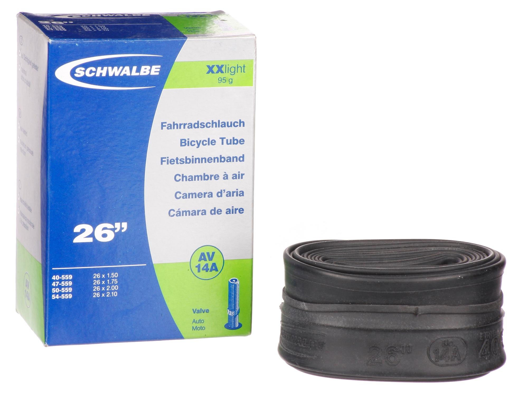 Schwalbe XXlight Bike Inner Tube, 26" x 1.5 2.10" (AV14A) Halfords UK