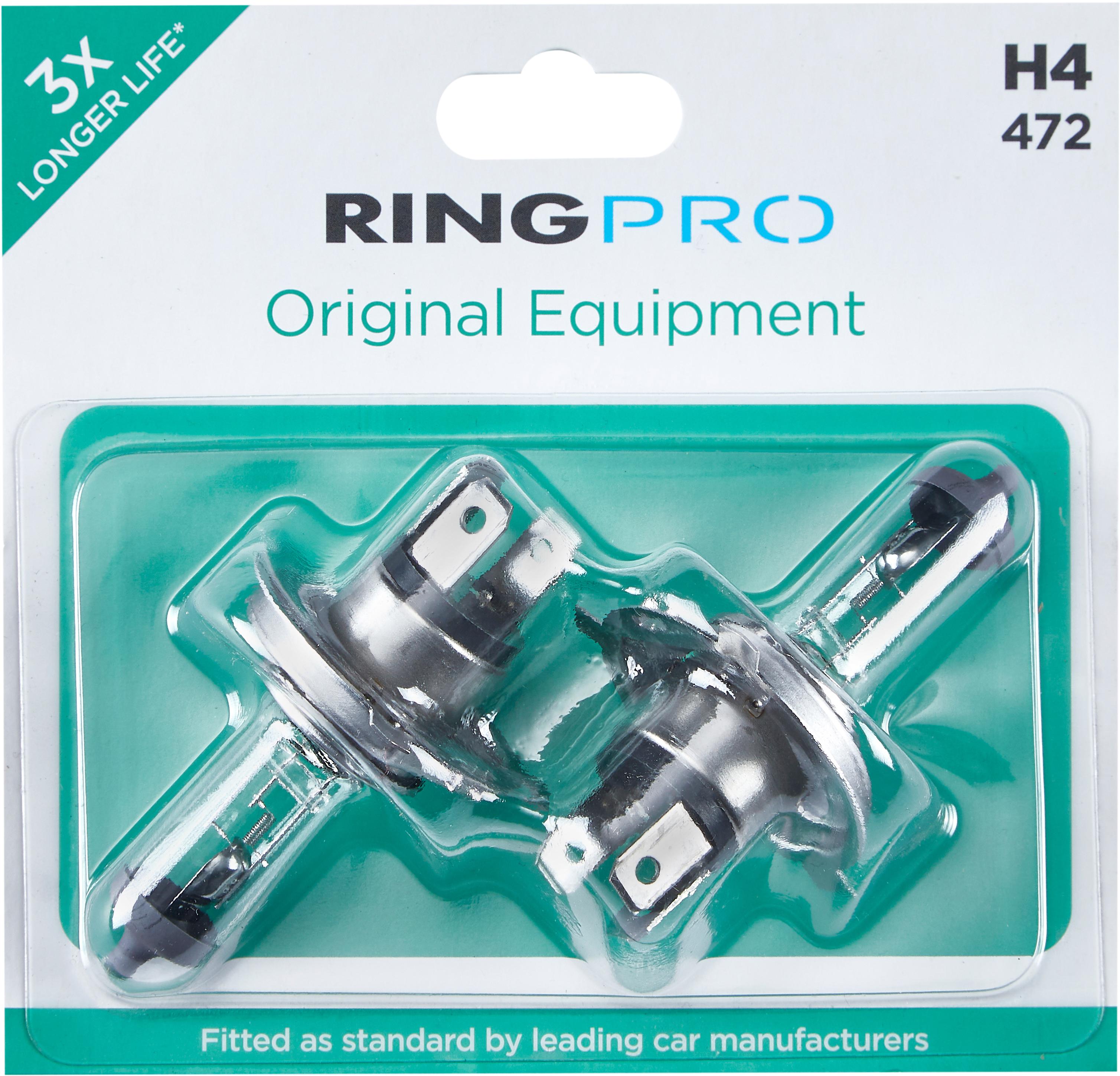Ring Pro H4 472 Triple Life Car Headlight Bulb Twin Pack Halfords UK
