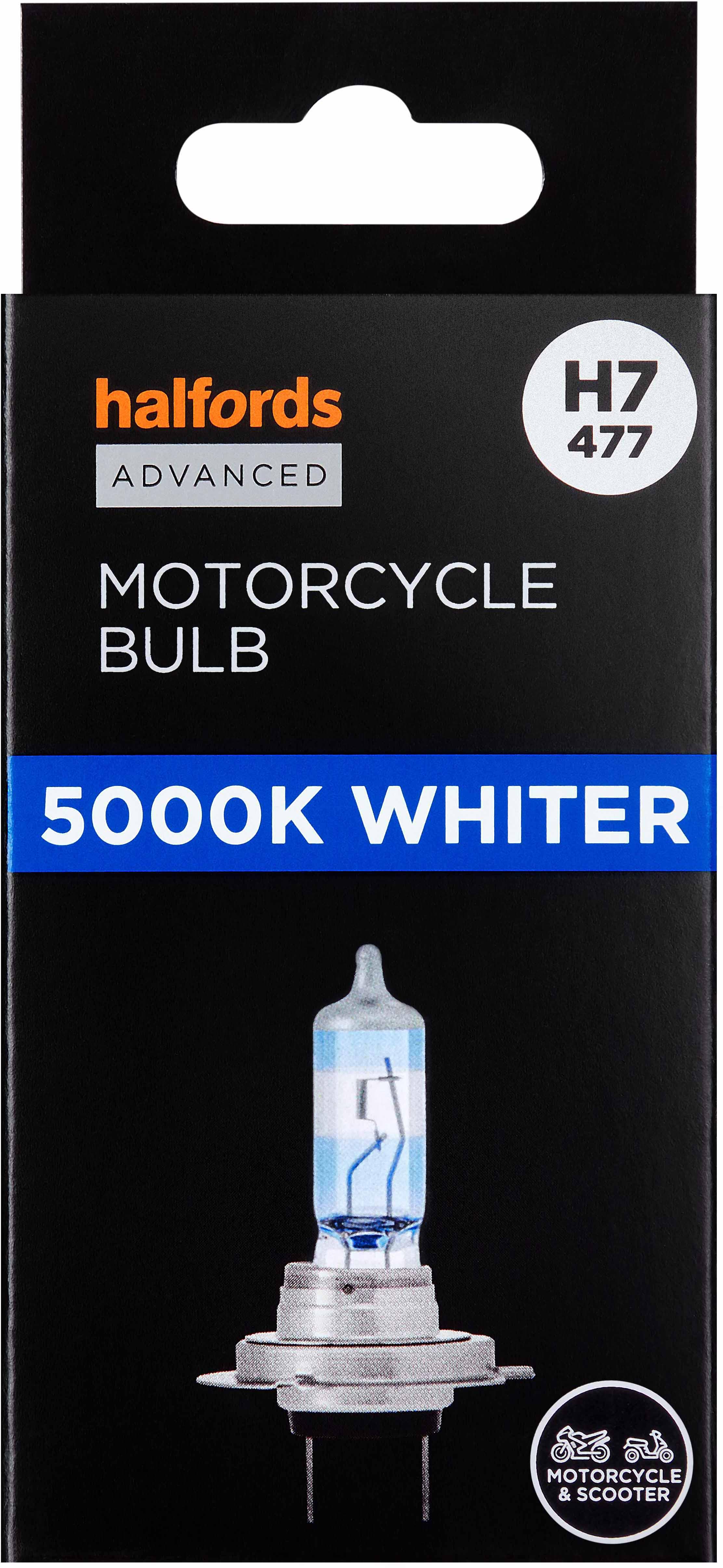 Halfords H7 477 Advanced 5000K Motorcycle Headlight Bulb Halfords UK