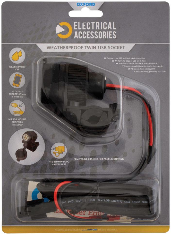 Oxford Weatherproof Dual Port USB Charger Halfords UK