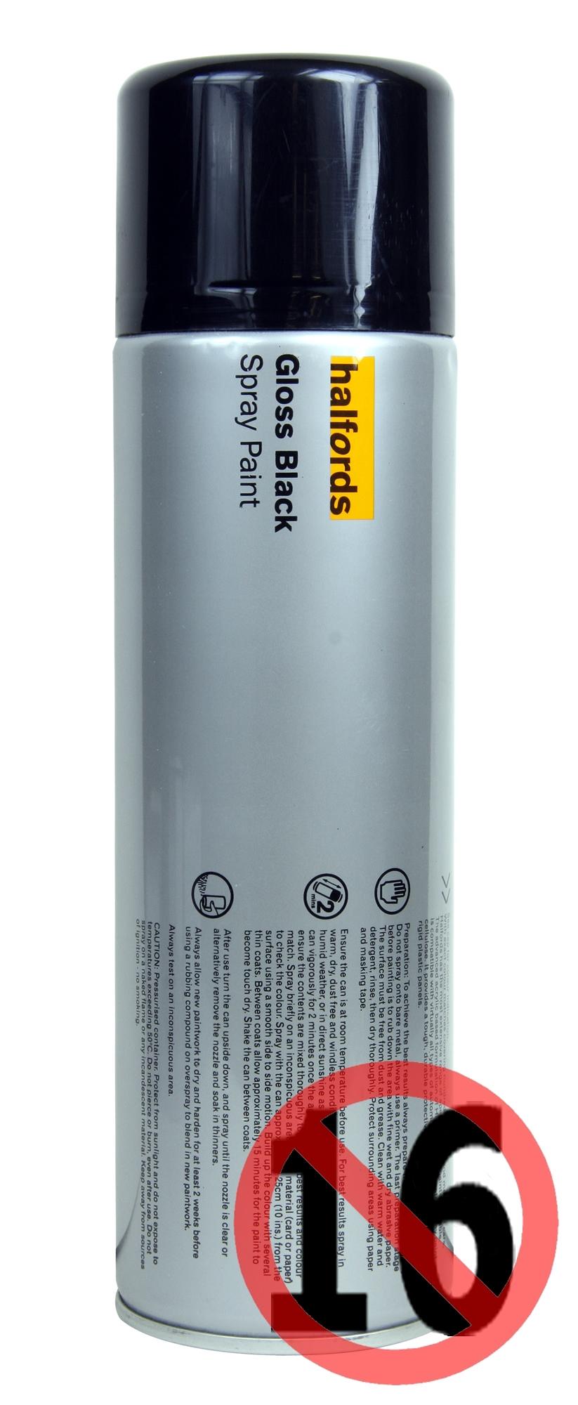 Halfords Gloss BLACK Spray Paint 500ml Halfords UK