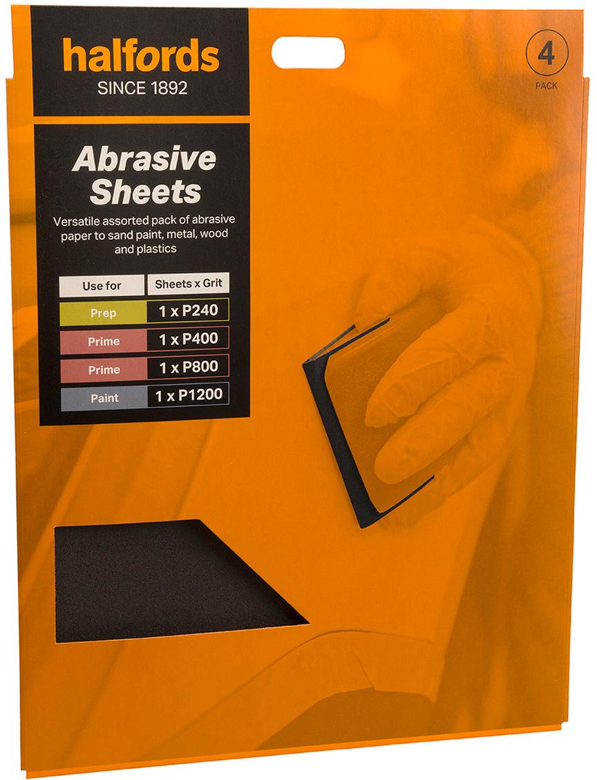 Halfords Assorted Wet & Dry Sanding Paper 4 Sheets Halfords UK