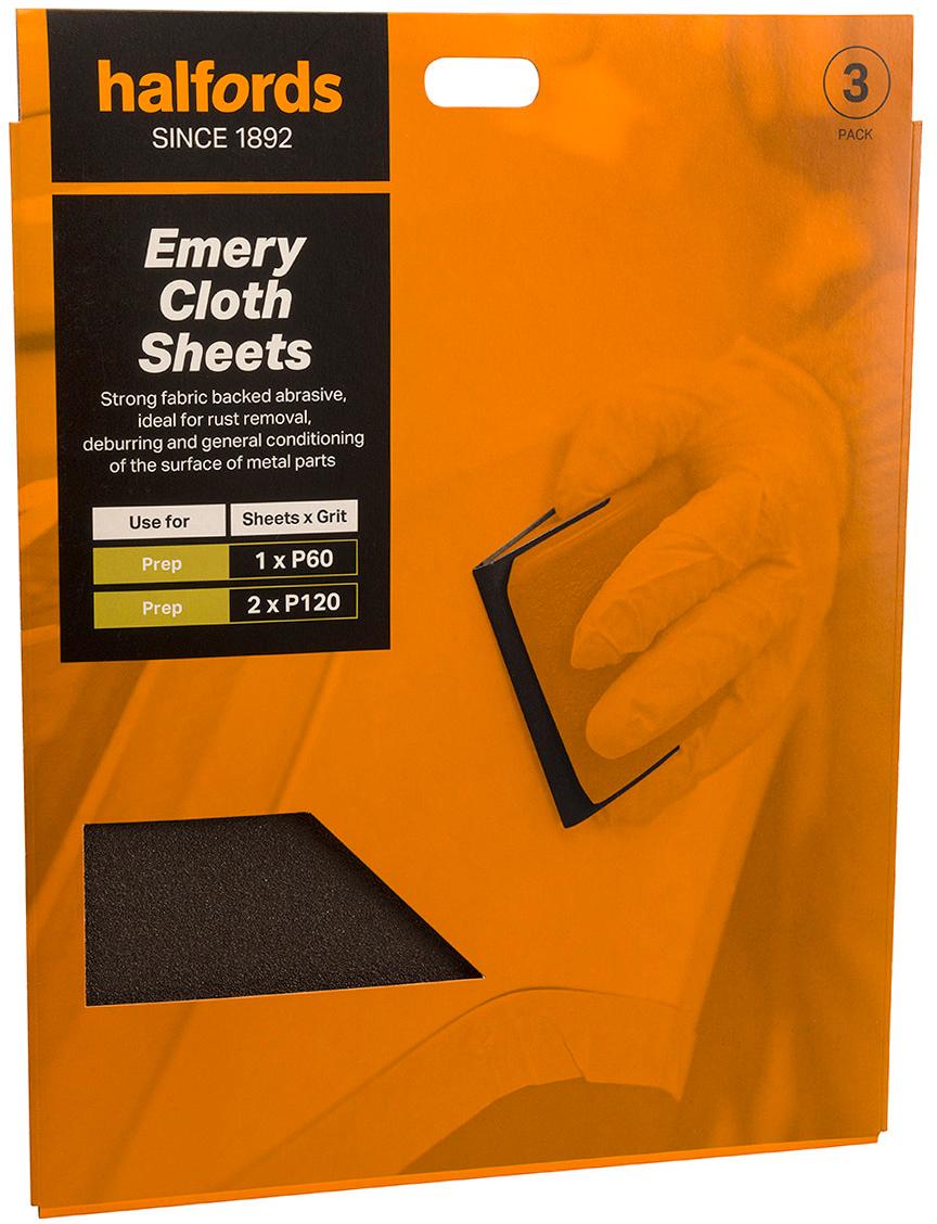 Halfords Emery Cloth Sheets x3 Halfords UK