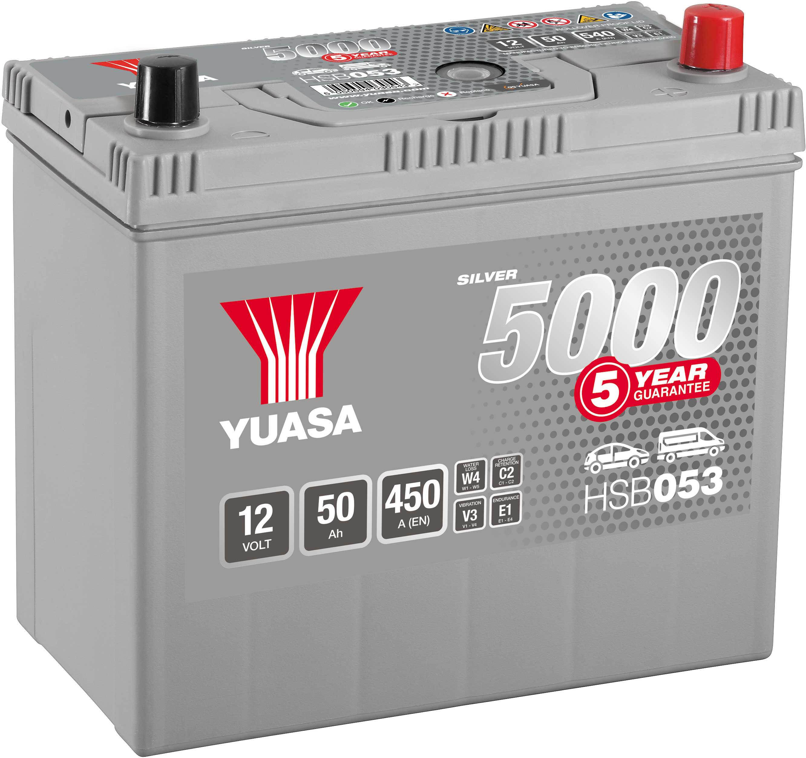 Yuasa HSB053 Silver 12V Car Battery 5 Year Guarantee Halfords UK